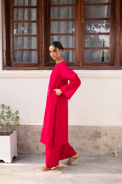 2 PC Khaddar Solid PSK 01 - Shocking Pink