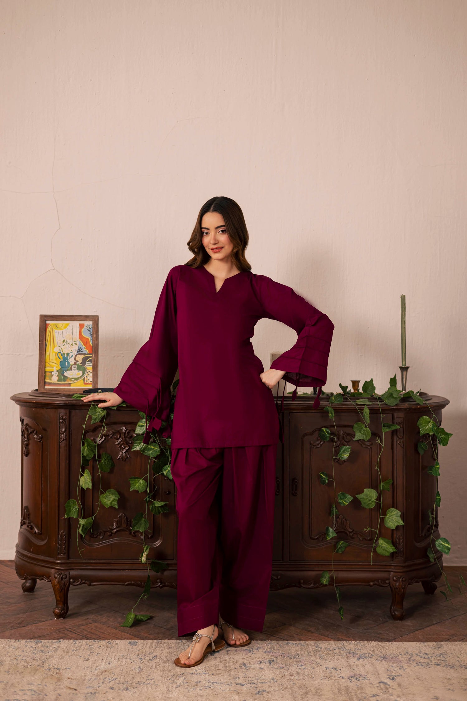 2PC Corset Dress - 08 Dark Plum
