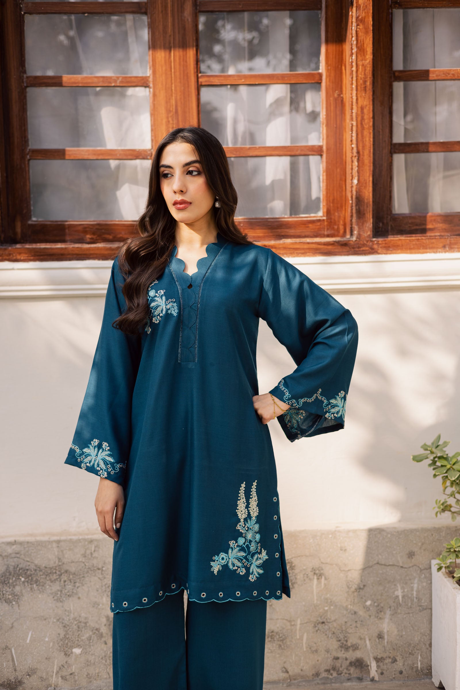 2PC Winter Embroidered Dress - 1191