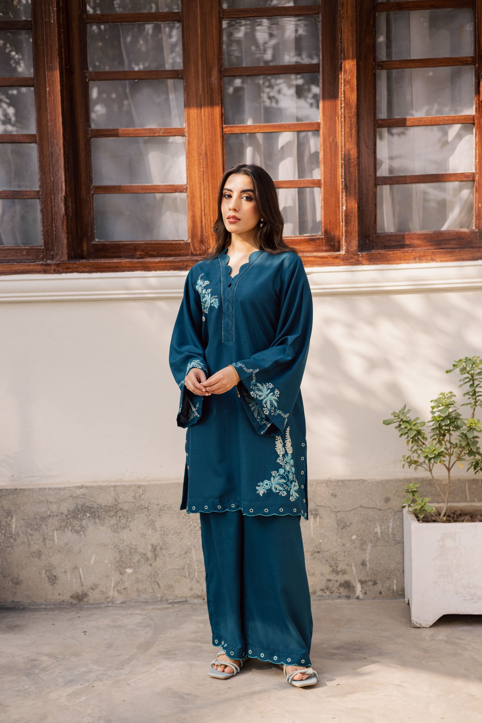 2PC Winter Embroidered Dress - 1191