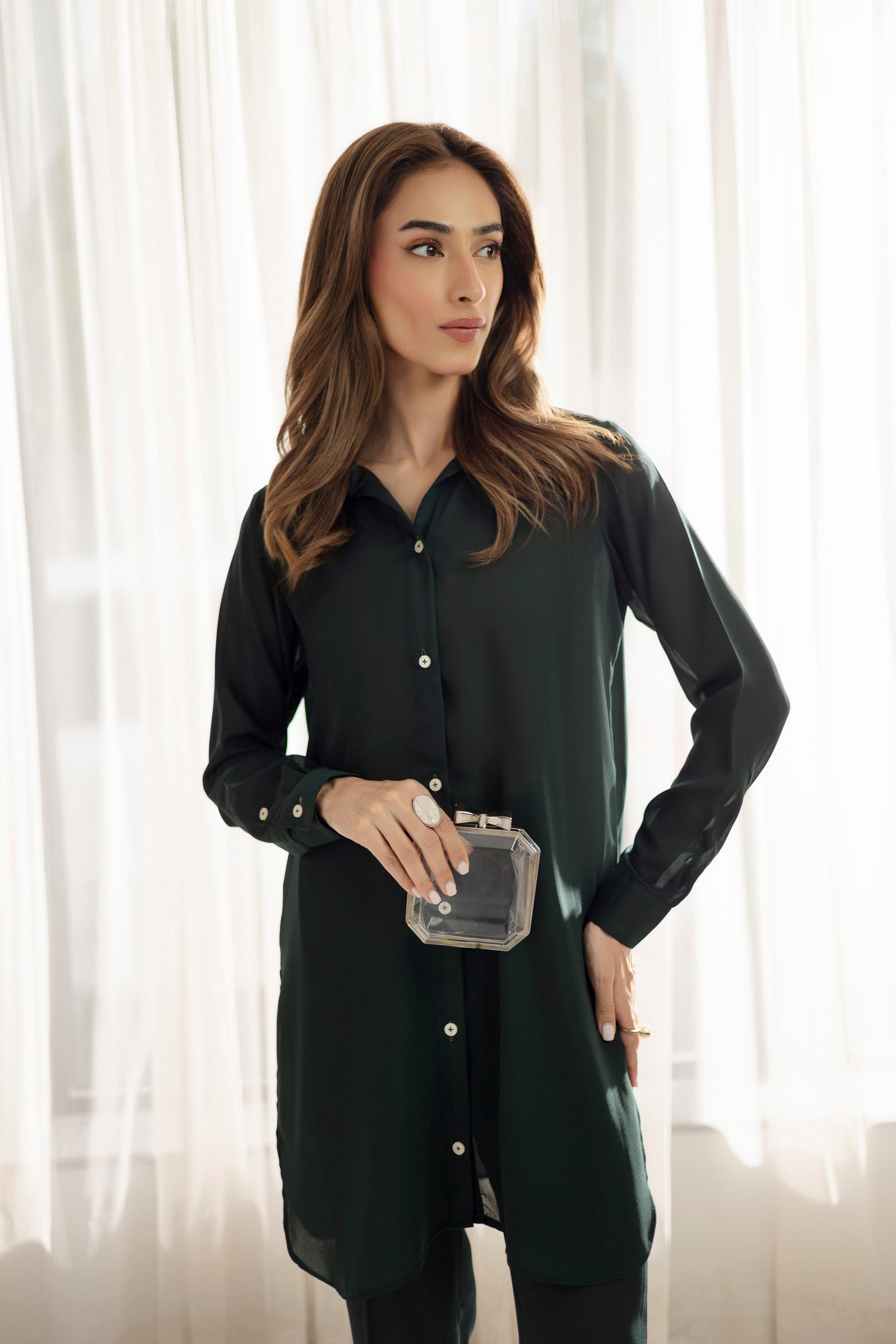 Solid 2PC Dress - SP-07 Emerald Green