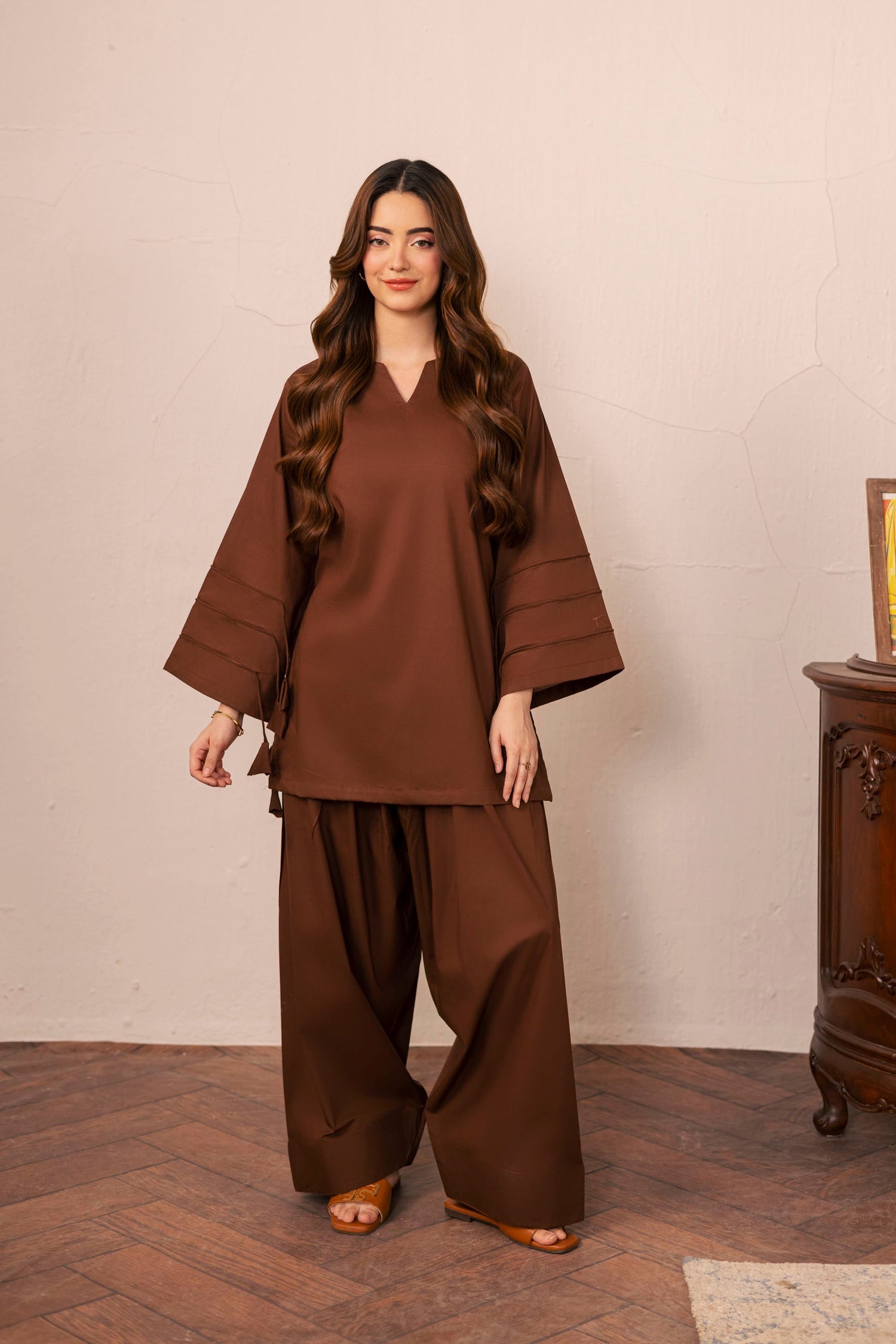 2PC Corset Dress - 03 Dark Brown Silayi Pret 2PC Corset Dress - 03 Dark Brown Silayi Pret