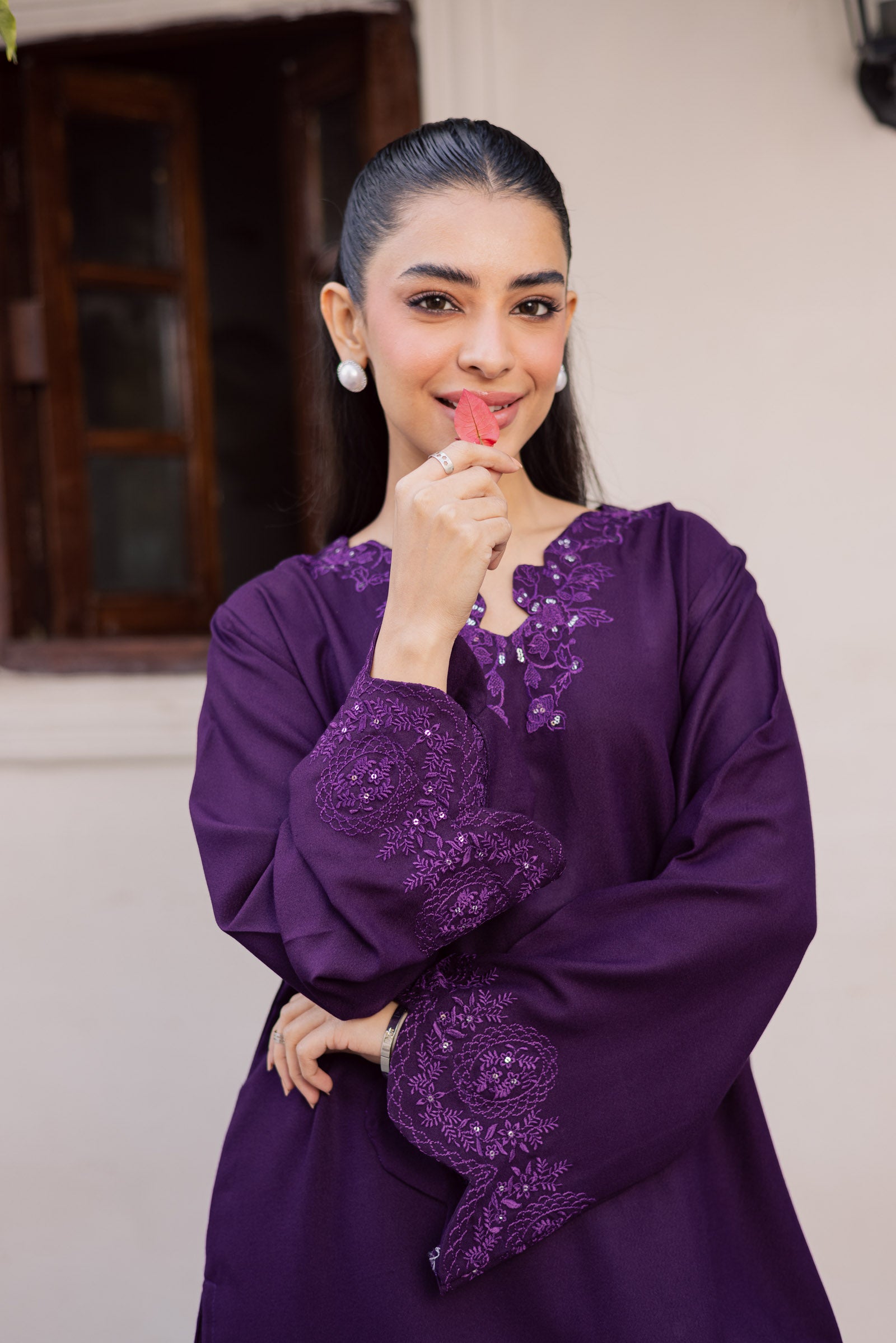 2PC Winter Embroidered Dress - 1209