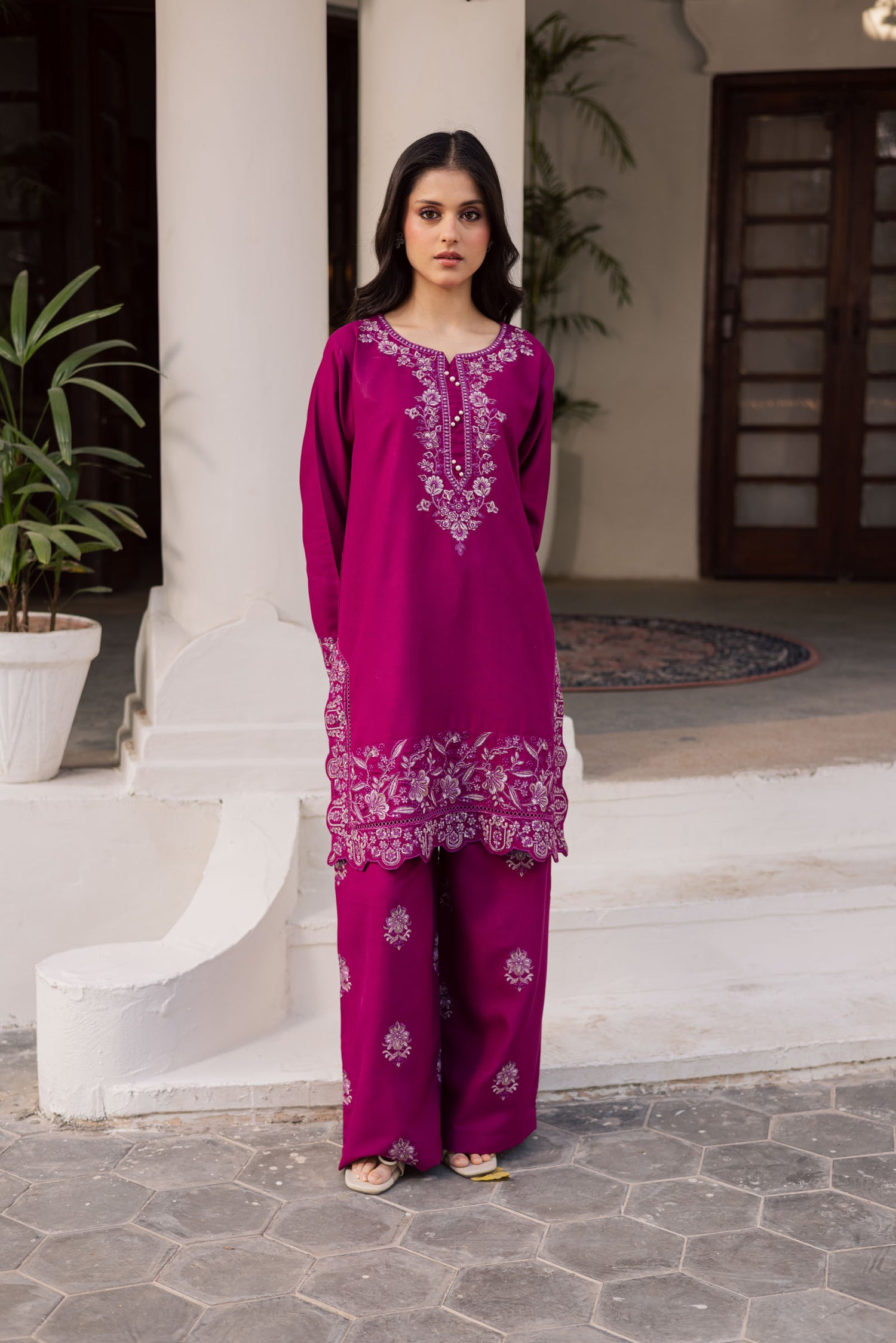 2PC Winter Embroidered Dress - 1186