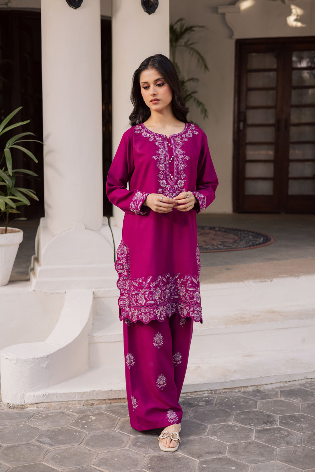 2PC Winter Embroidered Dress - 1186