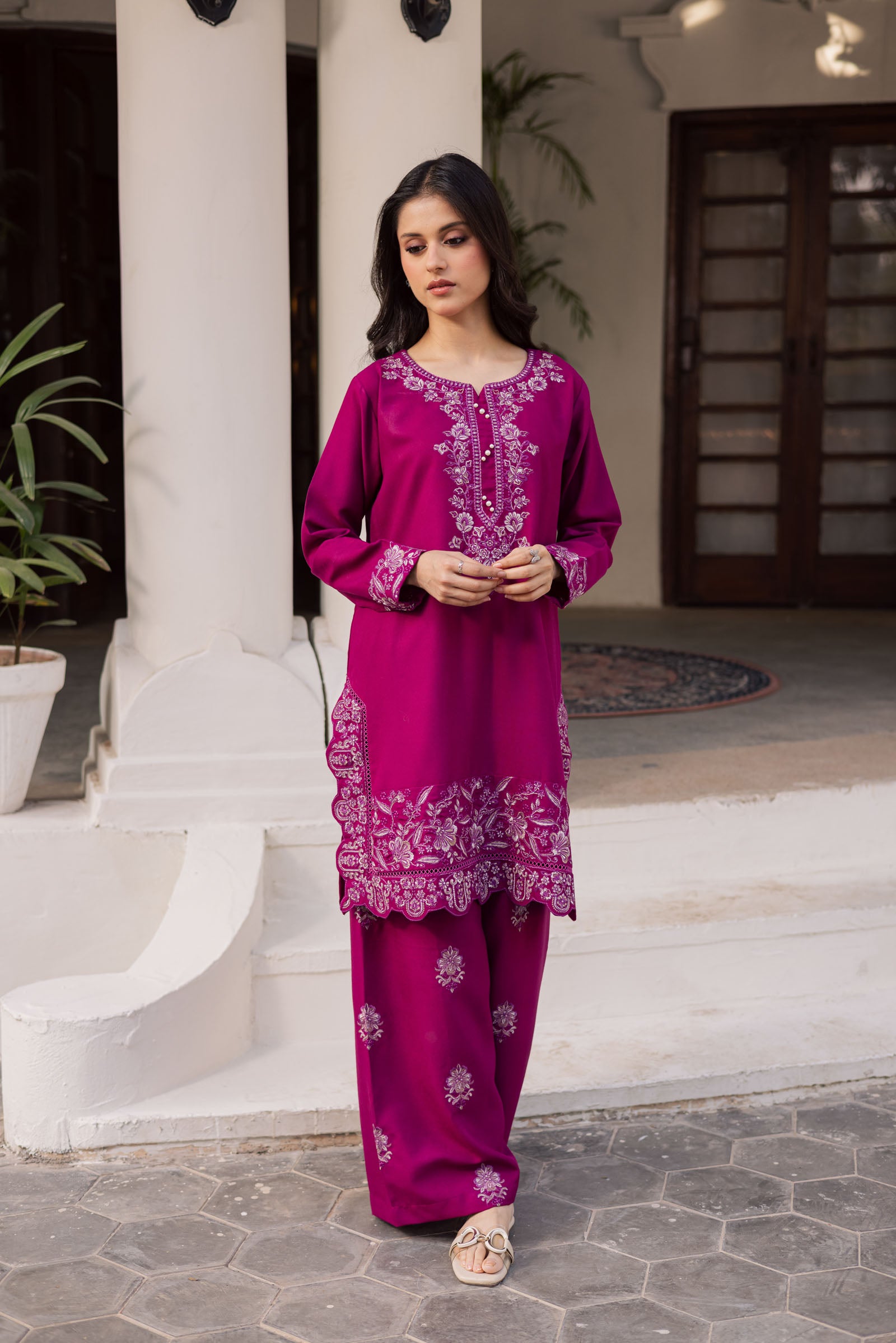 2PC Winter Embroidered Dress - 1186
