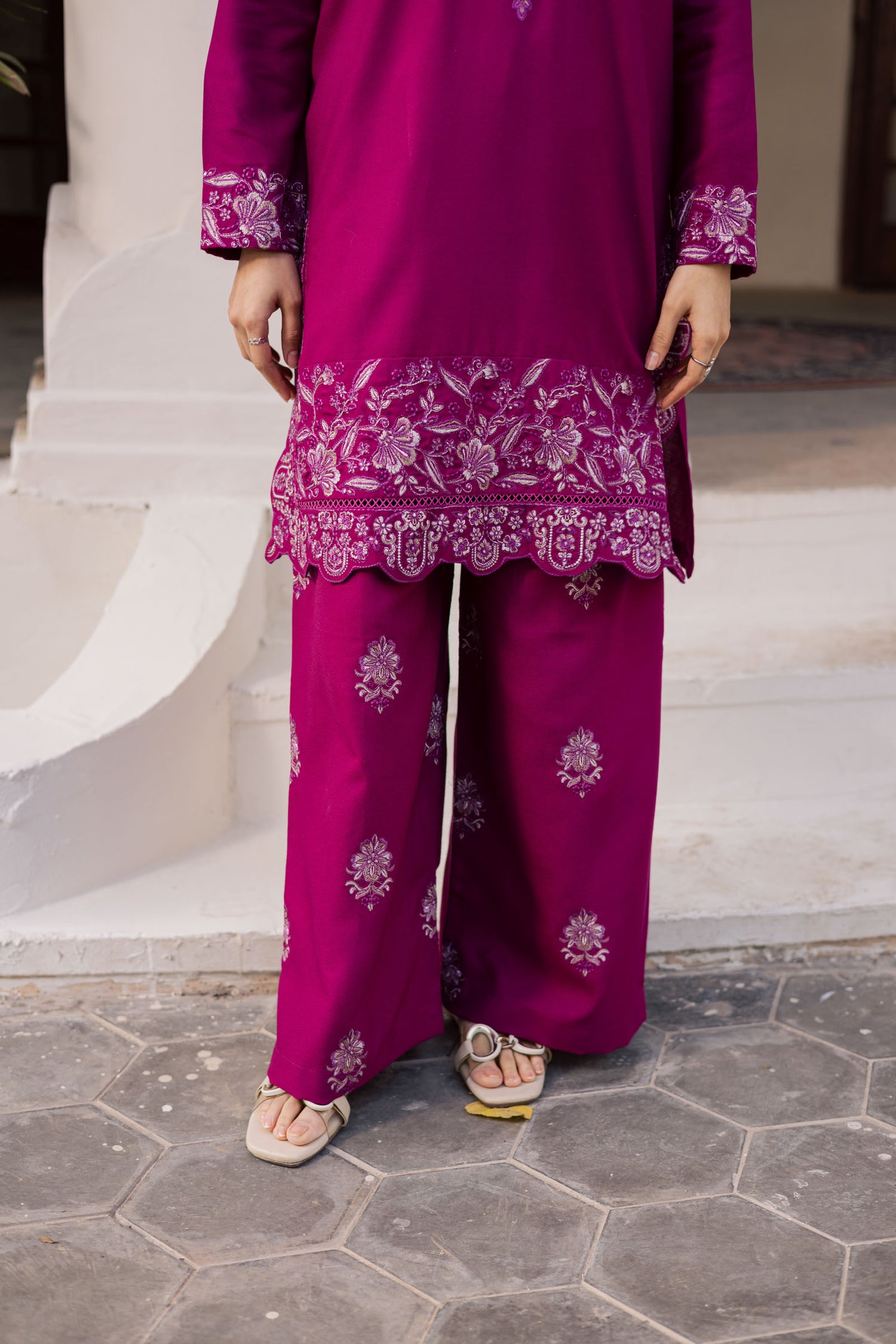 2PC Winter Embroidered Dress - 1186