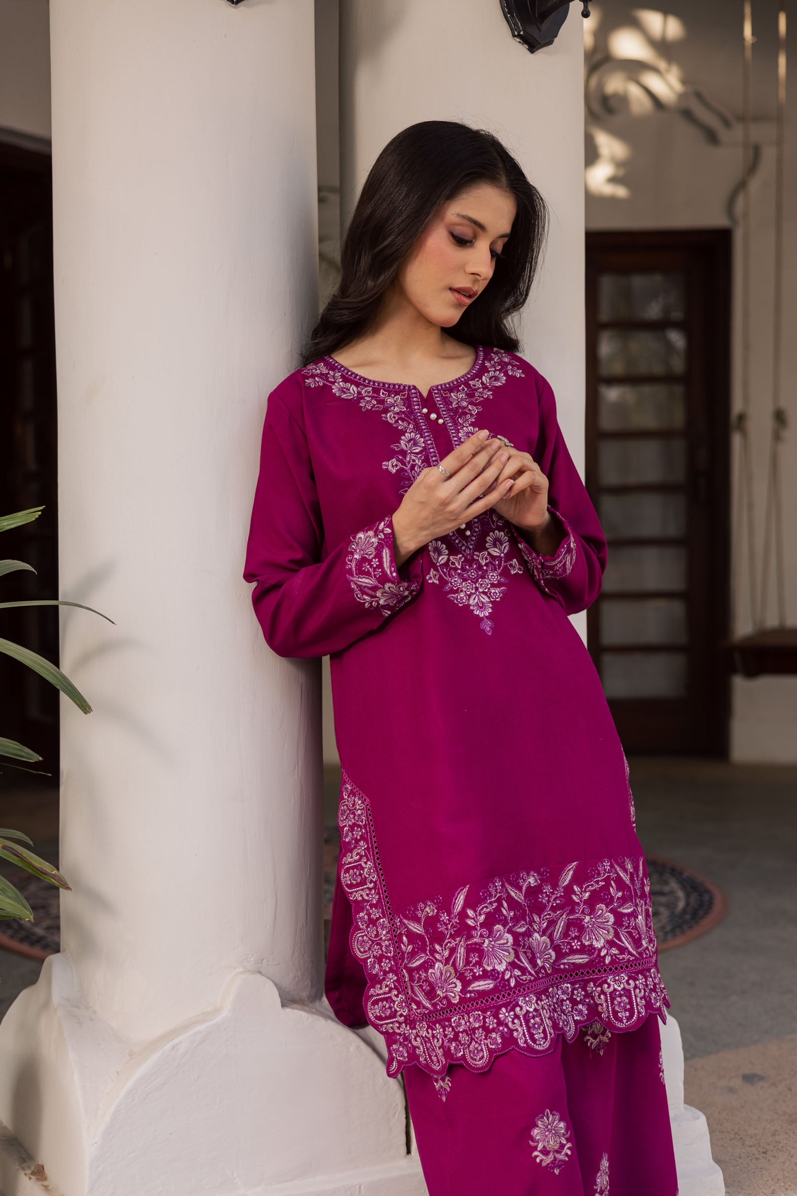 2PC Winter Embroidered Dress - 1186