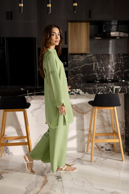 Embroidered Solid 2PC Dress - SP-04 Mint Green