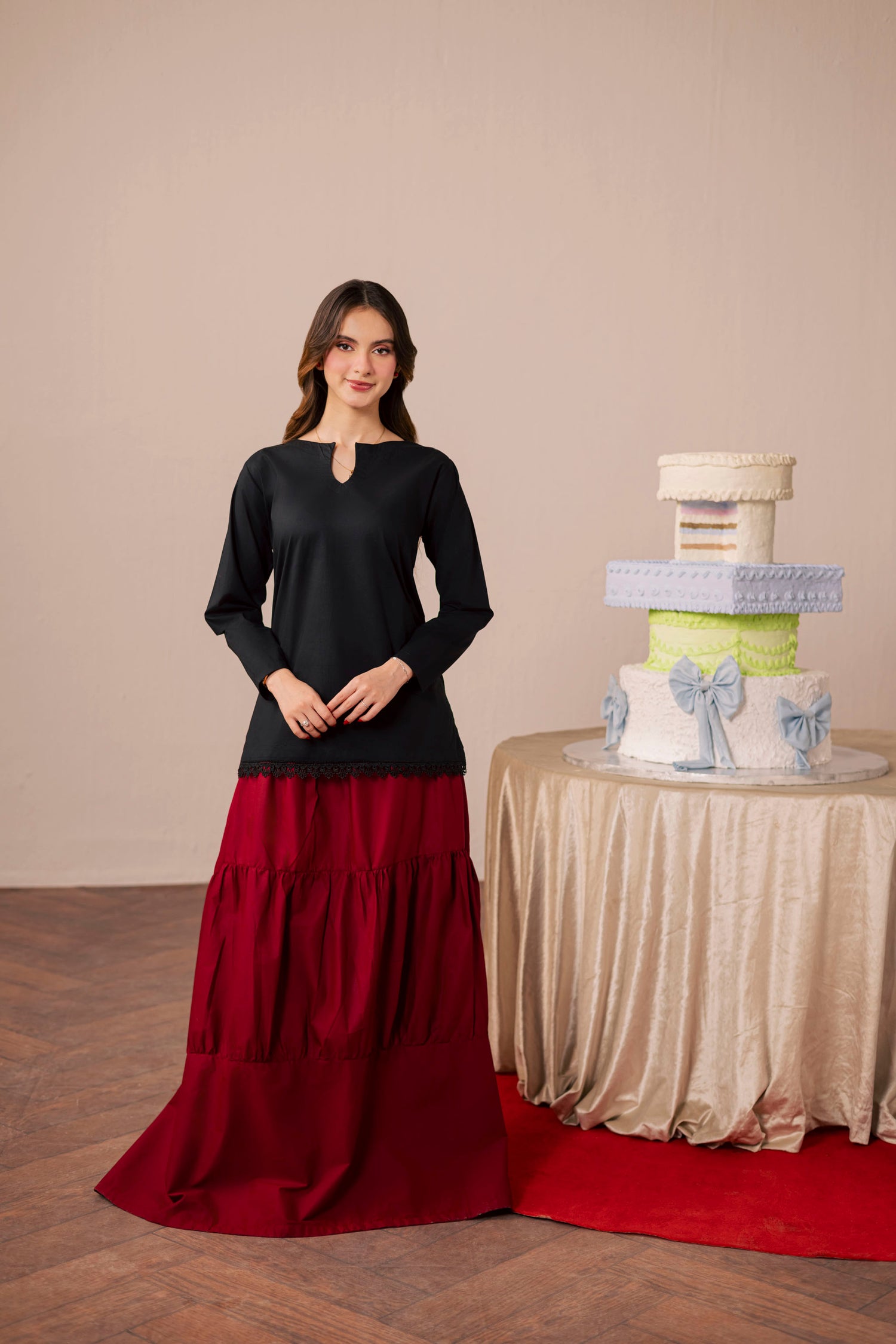 2PC Shirt and Skirt - Black