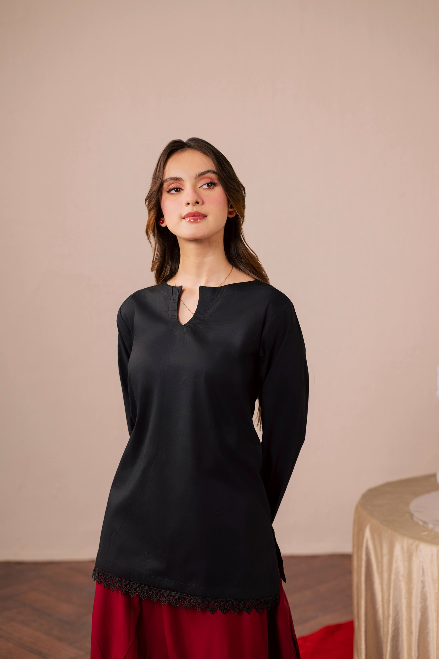 2PC Shirt and Skirt - Black