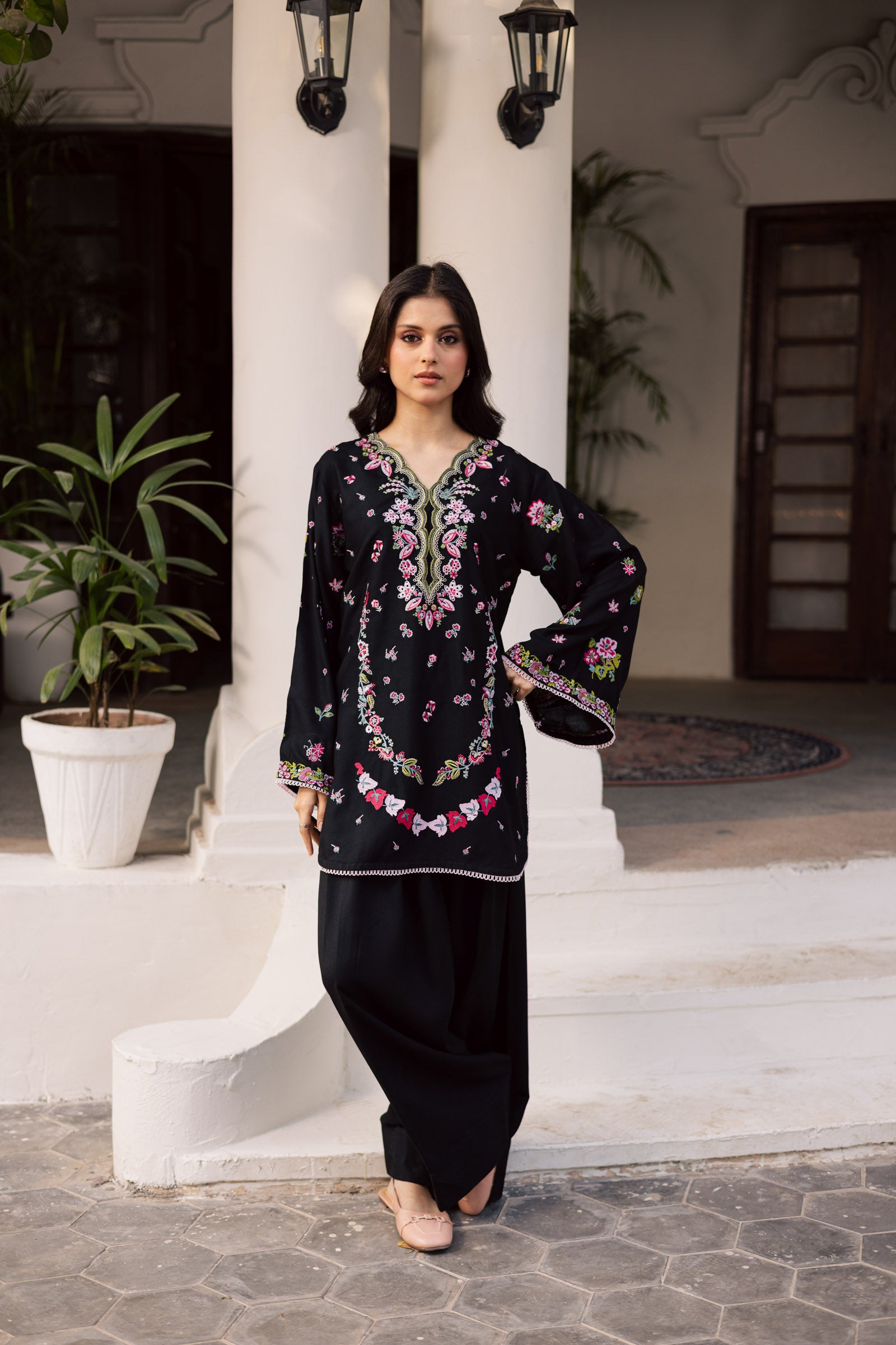 2PC Winter Embroidered Dress - 1207