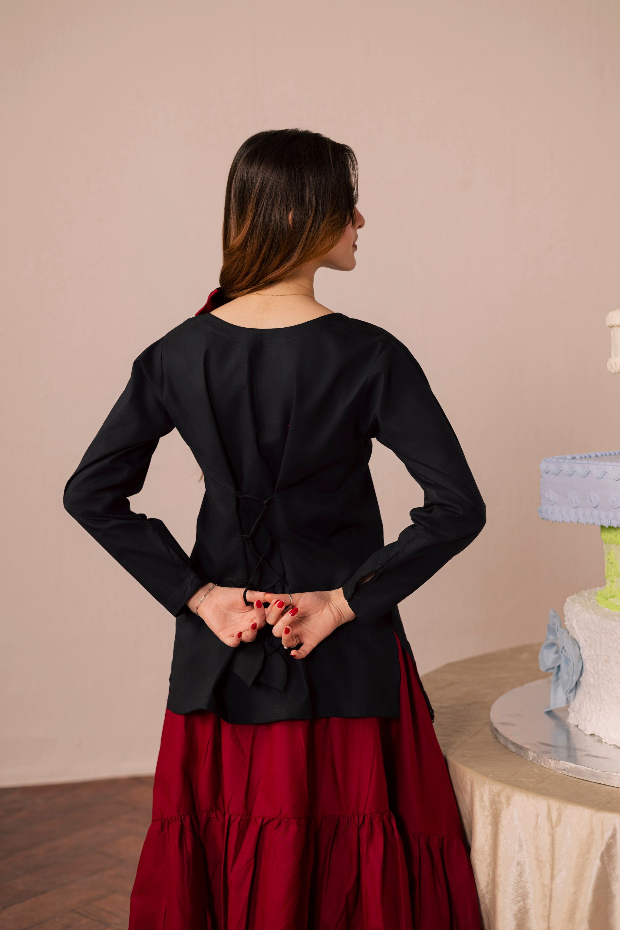 2PC Shirt and Skirt - Black