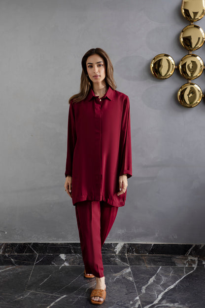 Solid 2PC Dress - SP-03 Wine