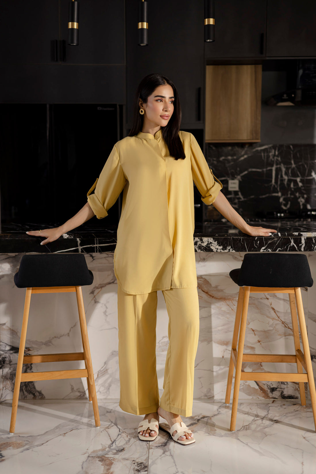 Solid 2PC Dress - SP-01 Butter Yellow