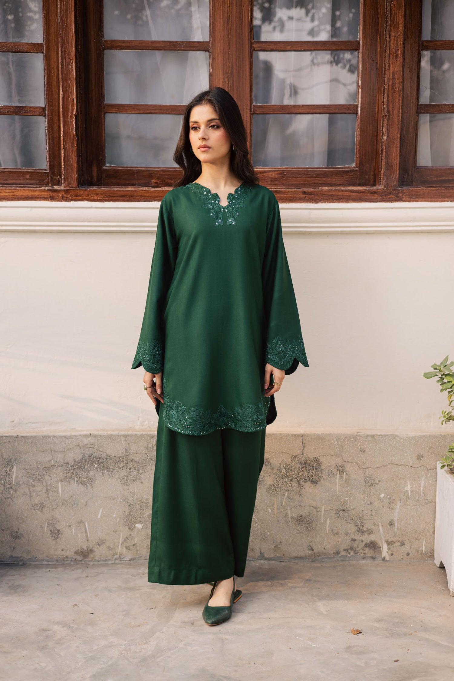 2PC Winter Embroidered Dress - 1211