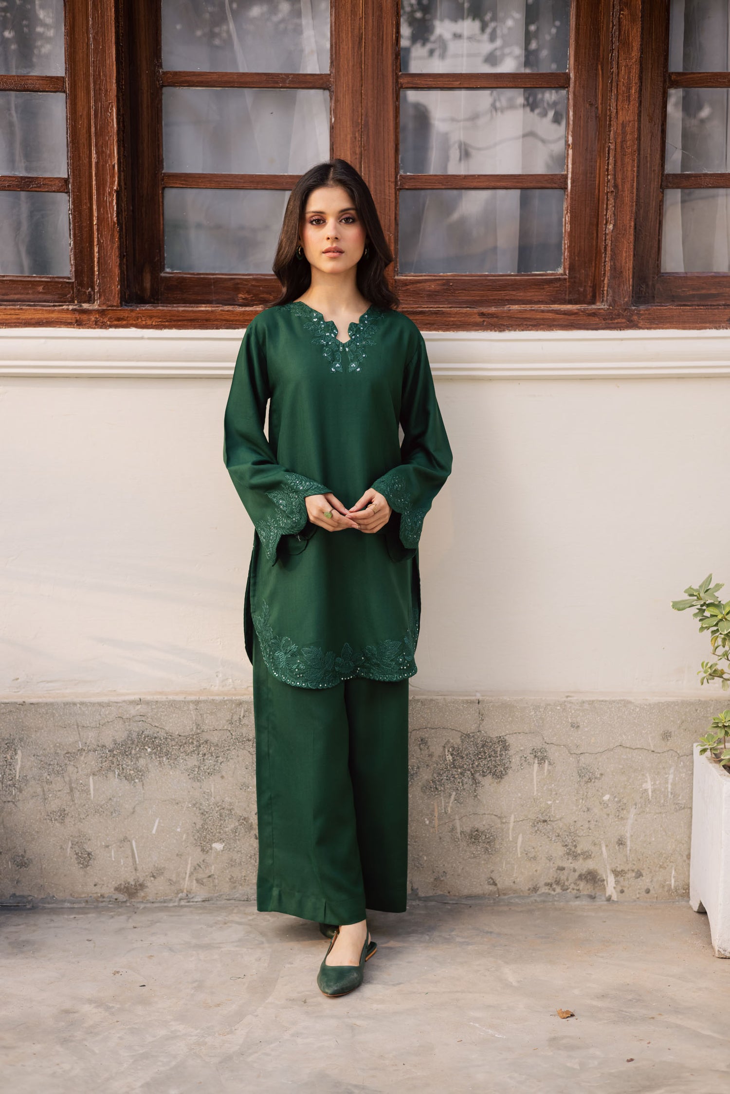 2PC Winter Embroidered Dress - 1211