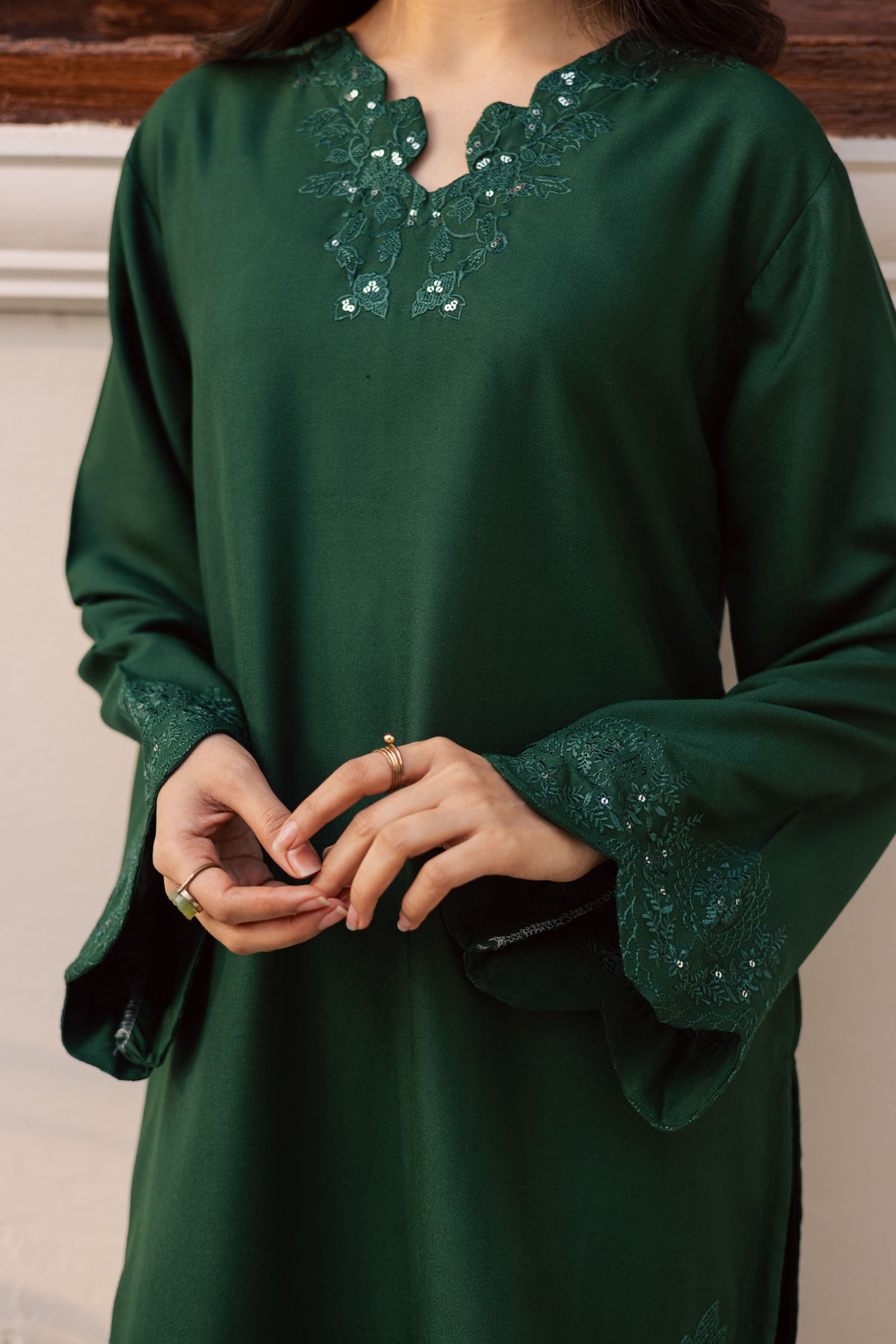 2PC Winter Embroidered Dress - 1211