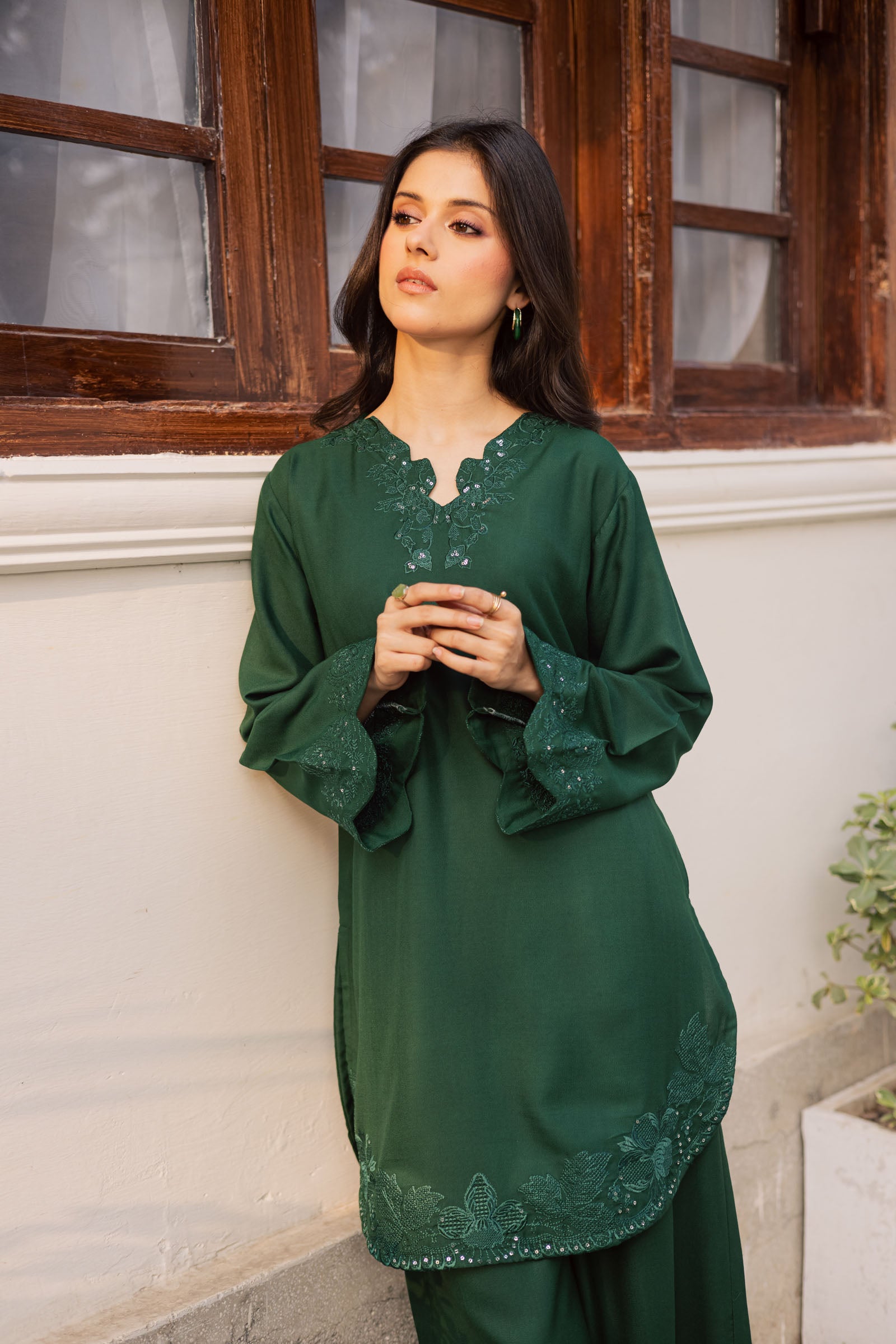 2PC Winter Embroidered Dress - 1211