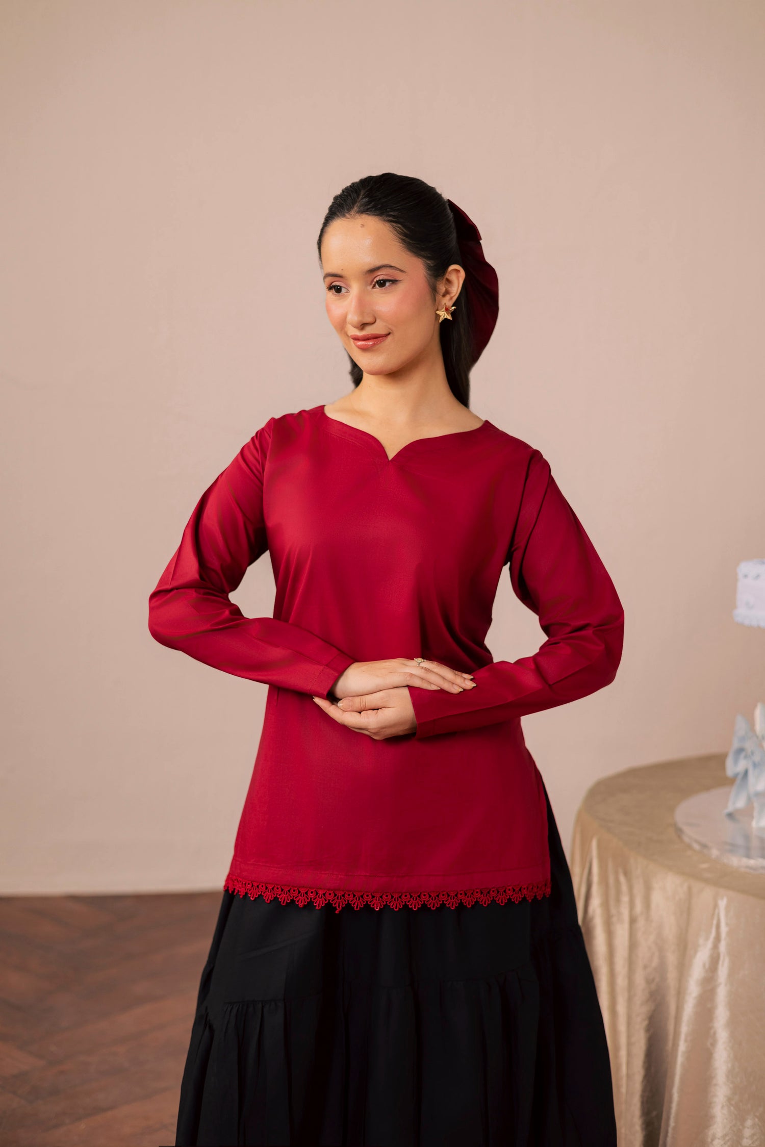 2PC Shirt and Skirt - Maroon