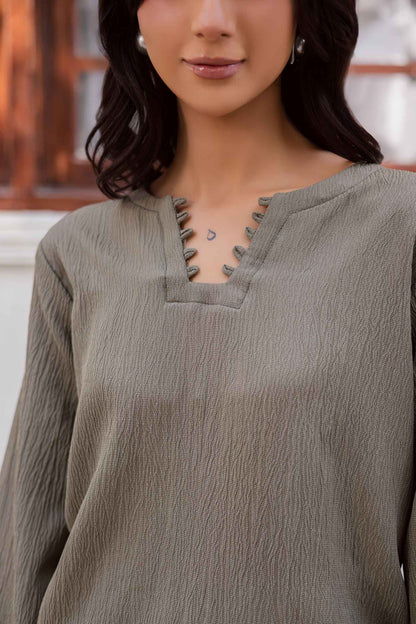 2PC Textured Dress-SB-Sage Green