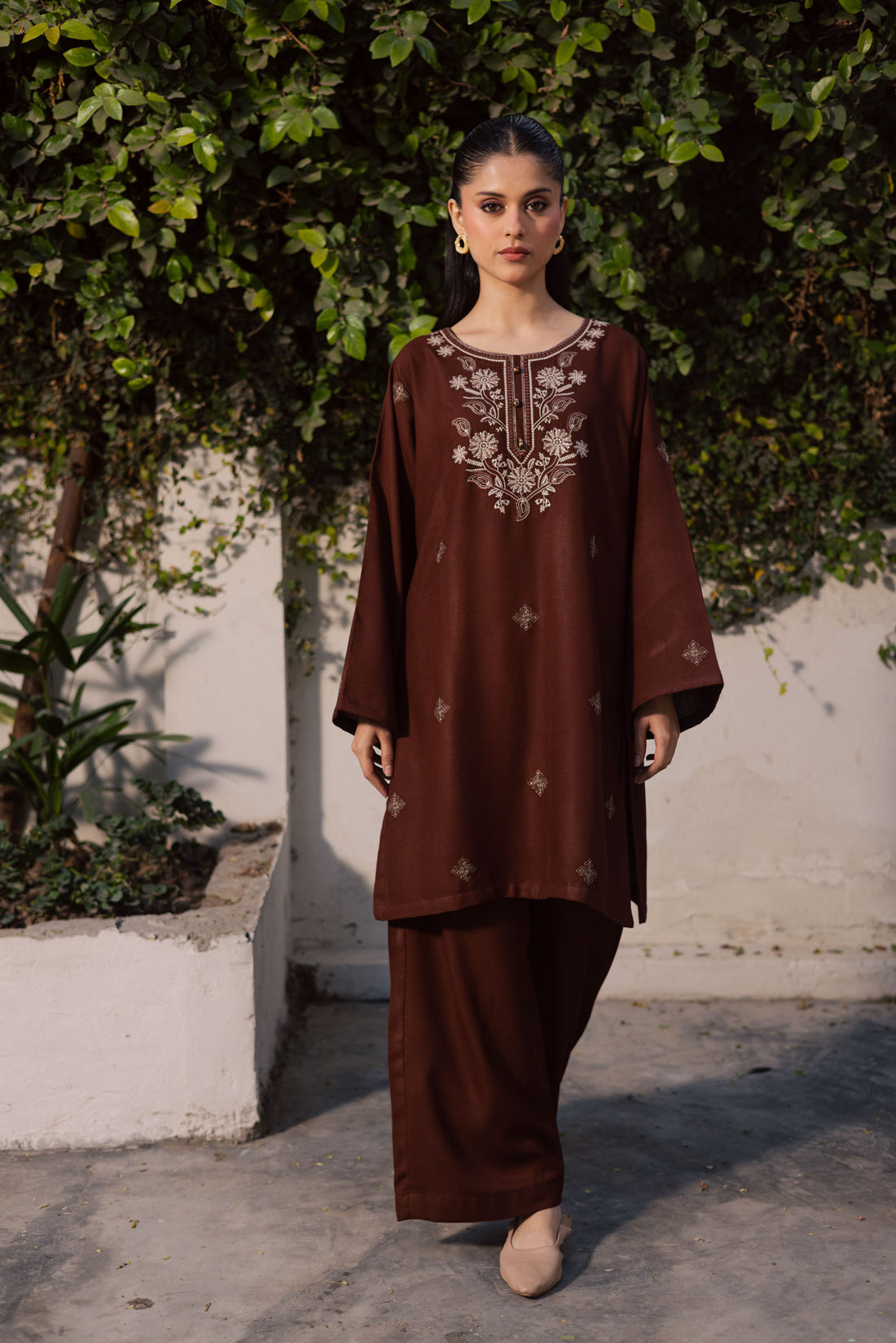 2PC Winter Embroidered Dress - 1196
