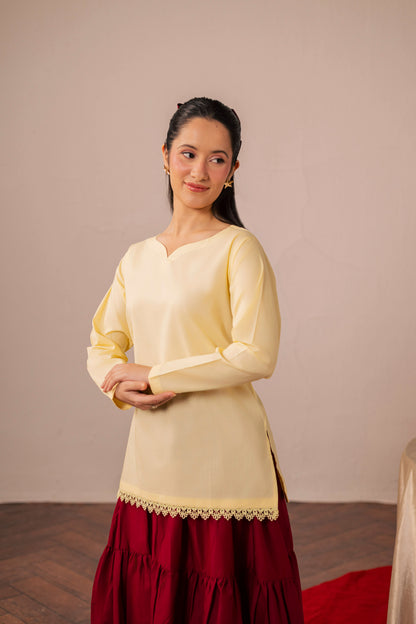 2PC Shirt and Skirt- Butter Yellow