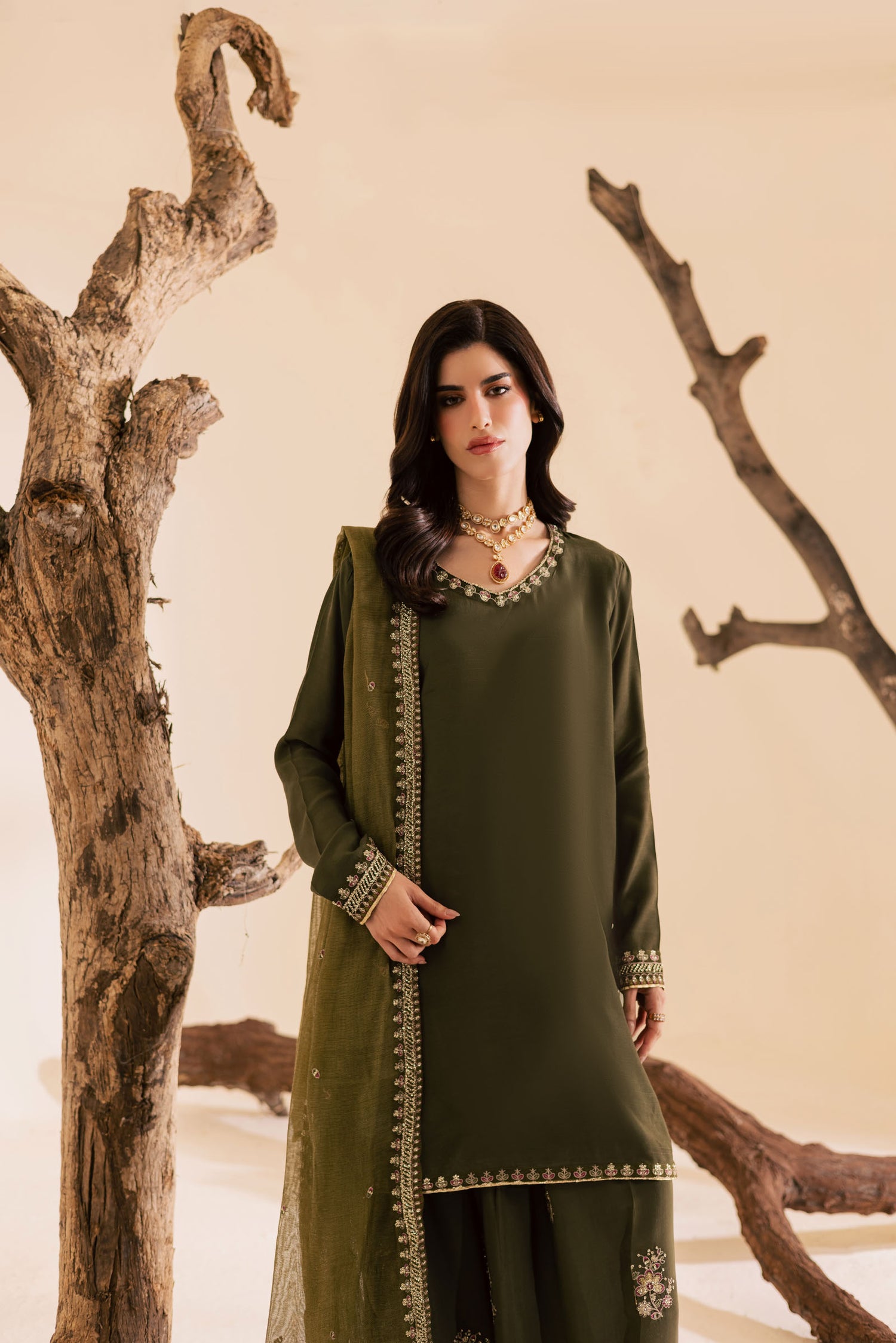 3PC Luxury Embroidered Dress- RSM15