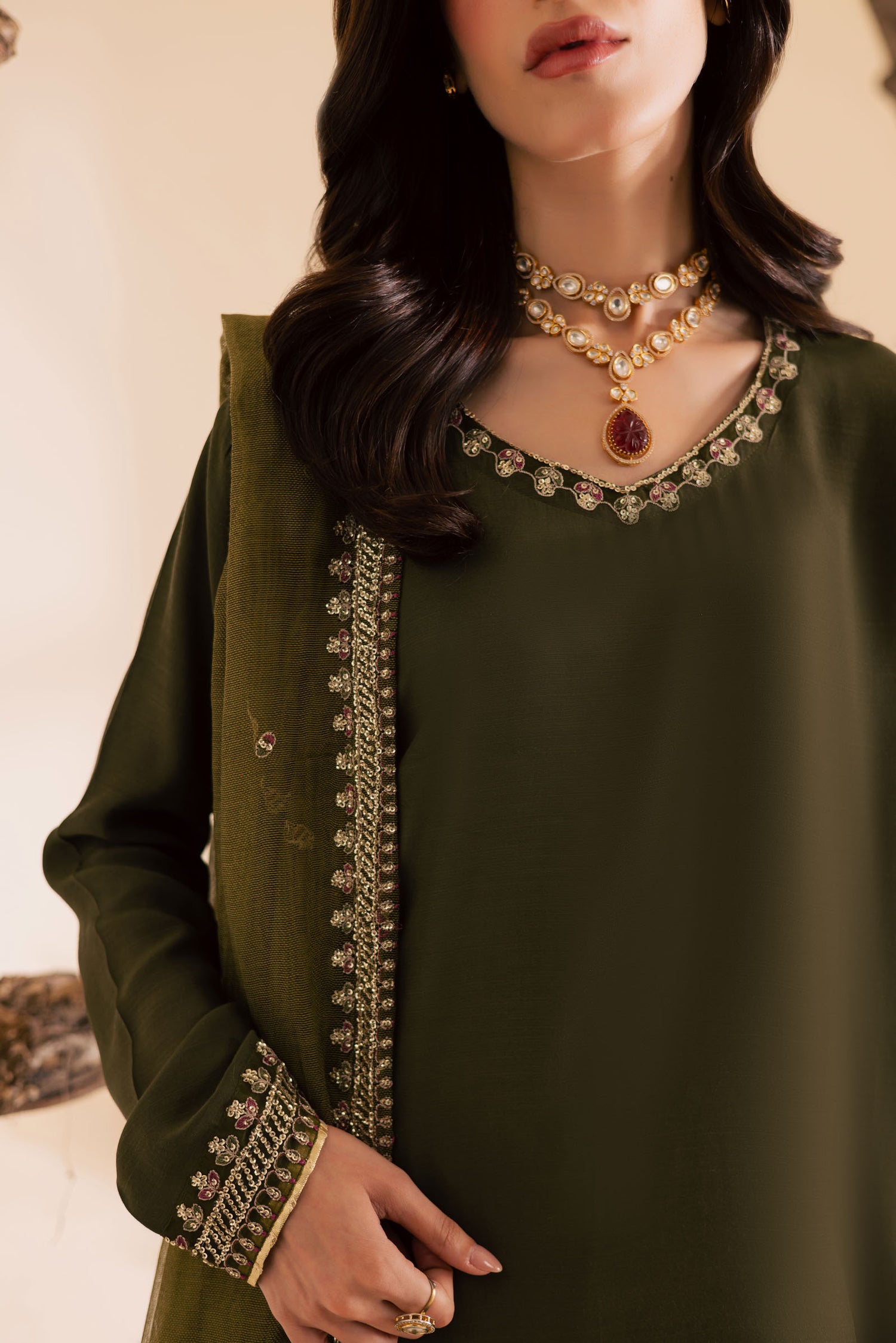 3PC Luxury Embroidered Dress- RSM15