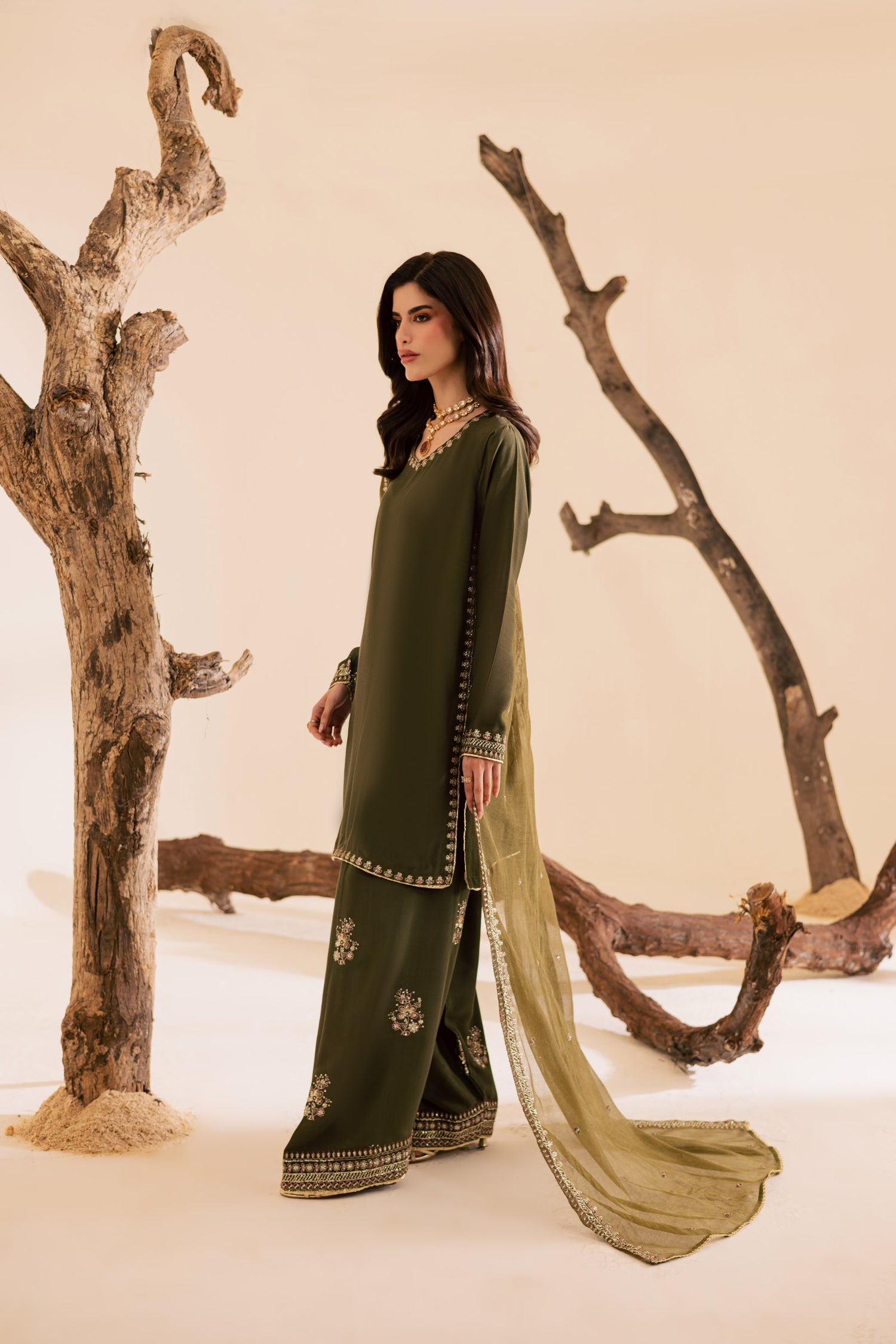 3PC Luxury Embroidered Dress- RSM15