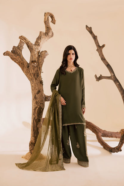 3PC Luxury Embroidered Dress- RSM15