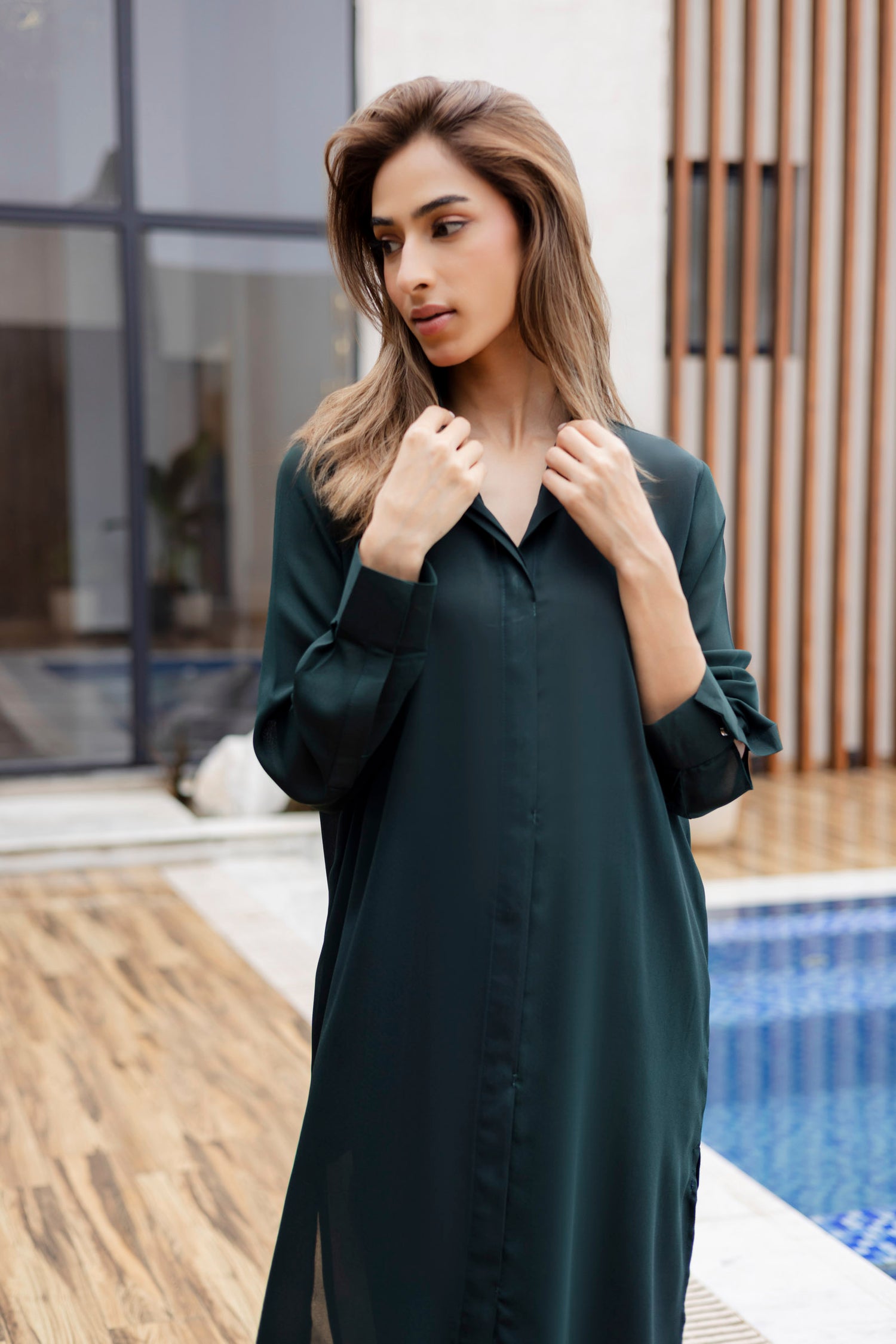 Solid 2PC Dress - SP-02 Emerald Green