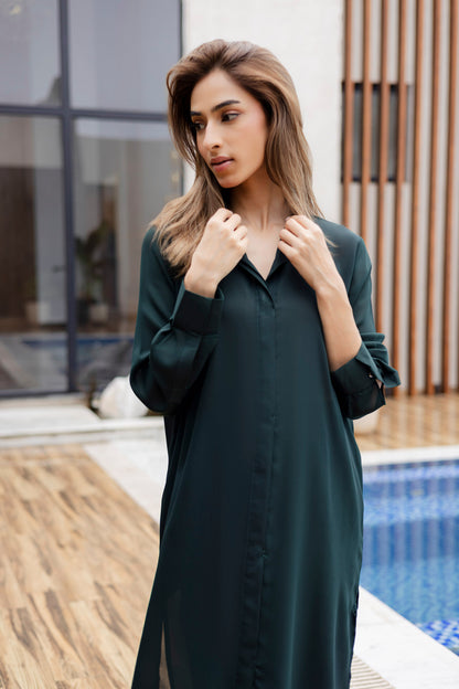 Solid 2PC Dress - SP-02 Emerald Green