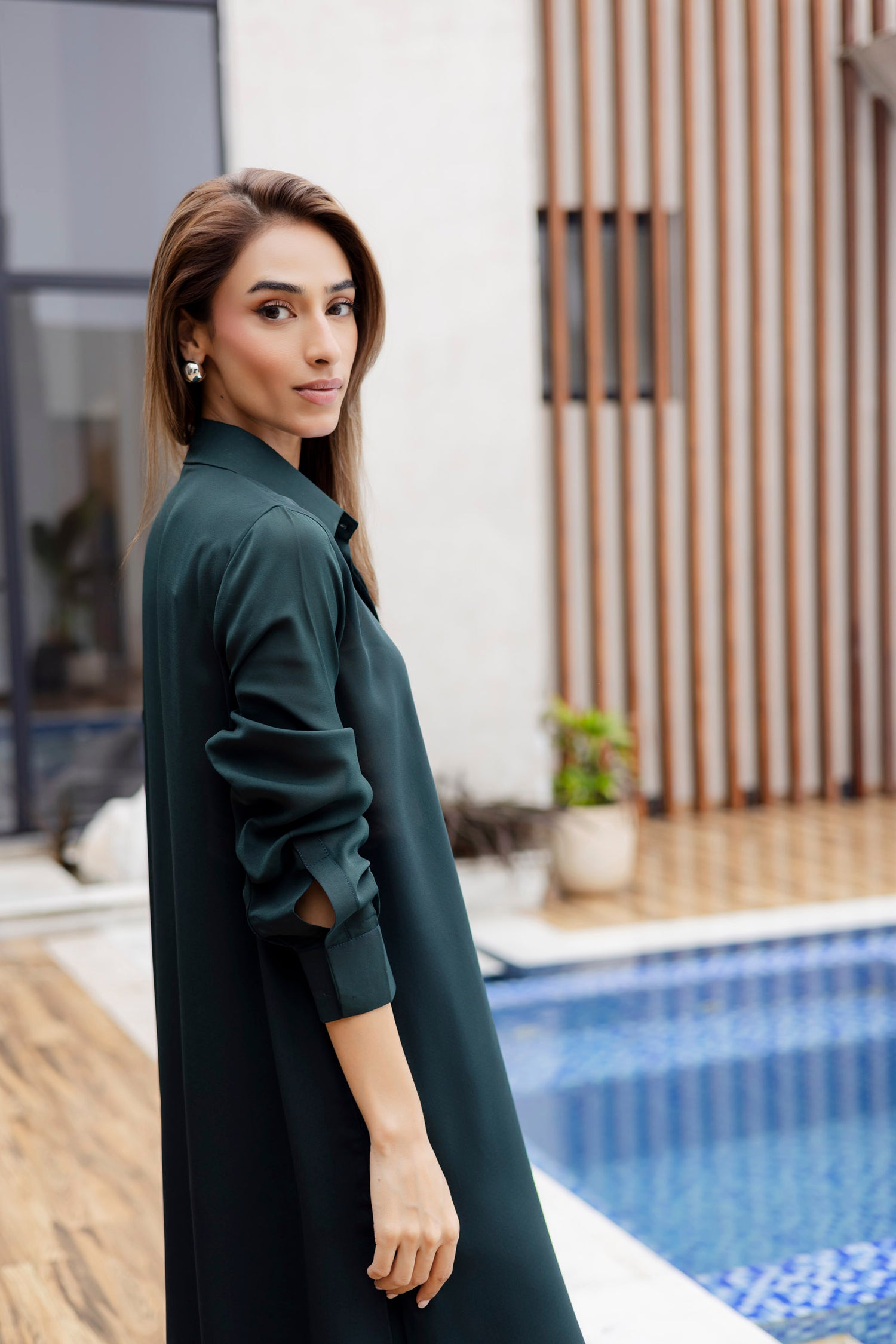 Solid 2PC Dress - SP-02 Emerald Green