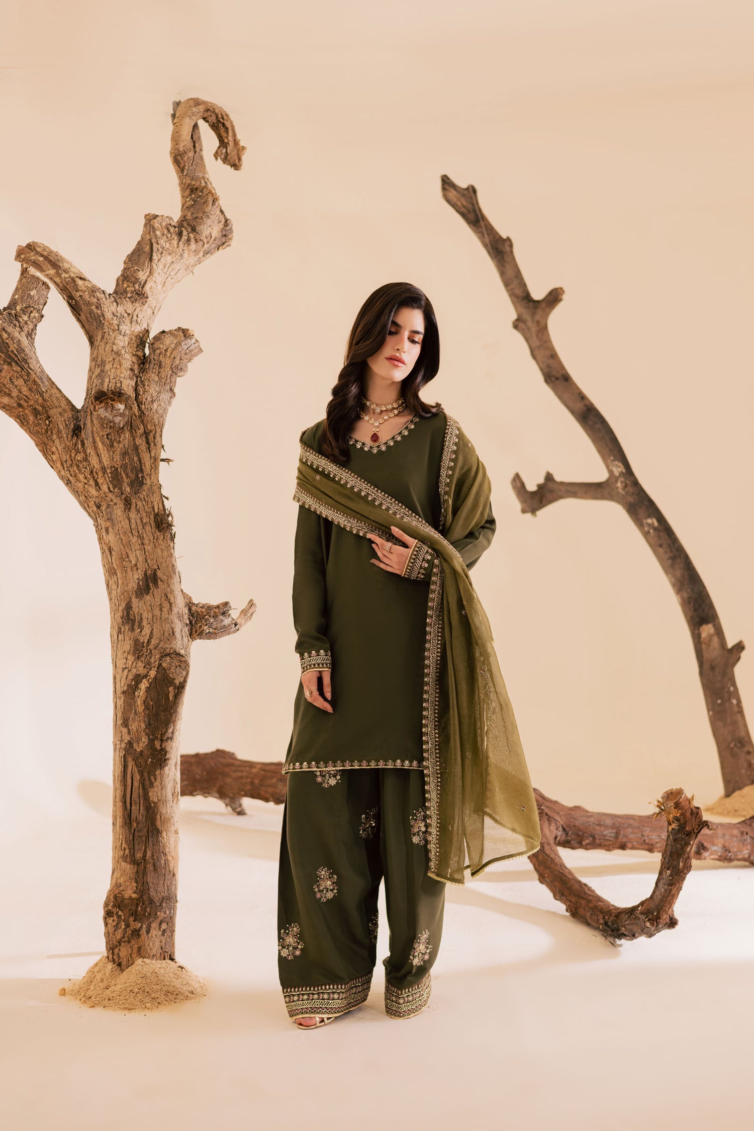 3PC Luxury Embroidered Dress- RSM15