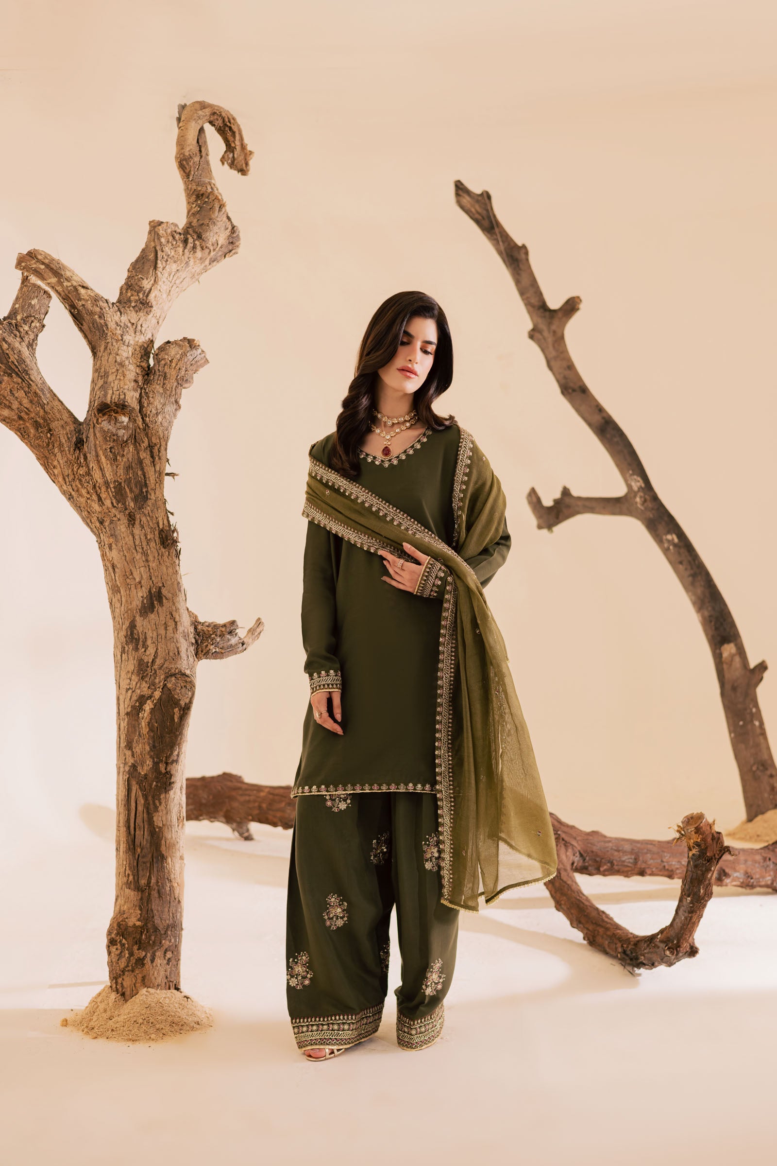 3PC Luxury Embroidered Dress- RSM15