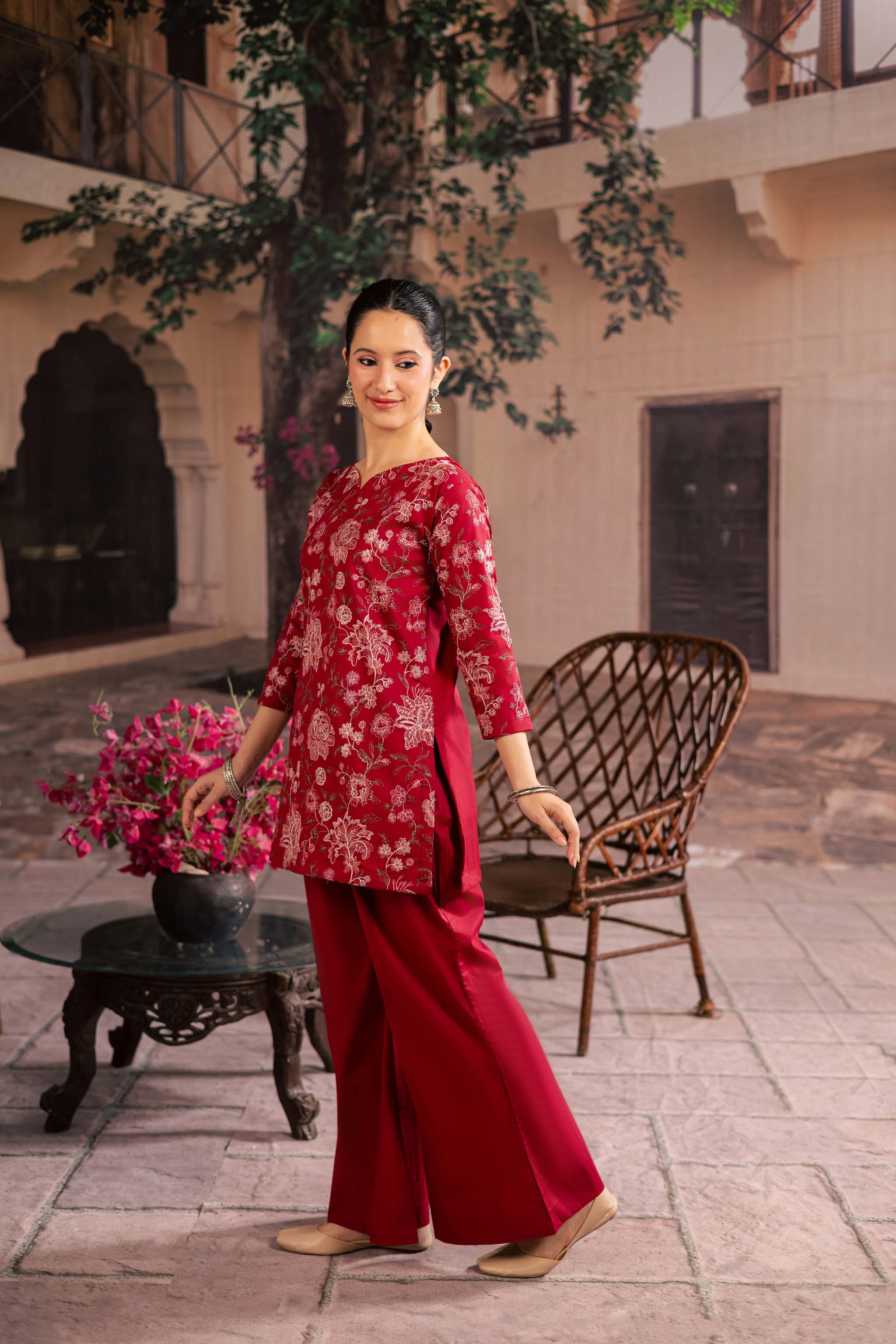 2PC Summer Embroidered Dress - 1238
