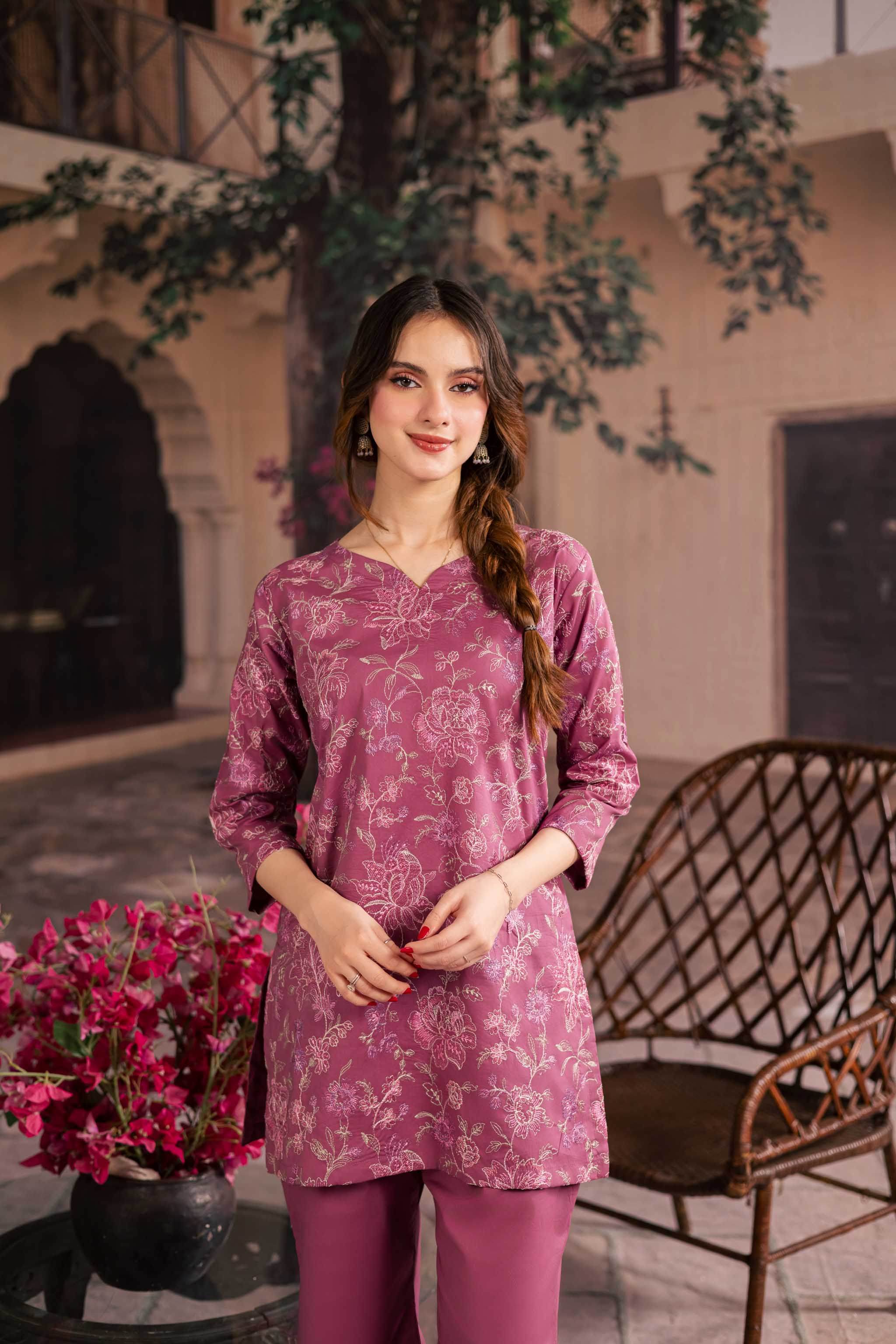 2PC Summer Embroidered Dress - 1239