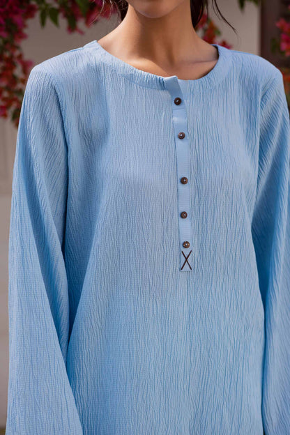 1PC Textured Kurta-Ice Blue