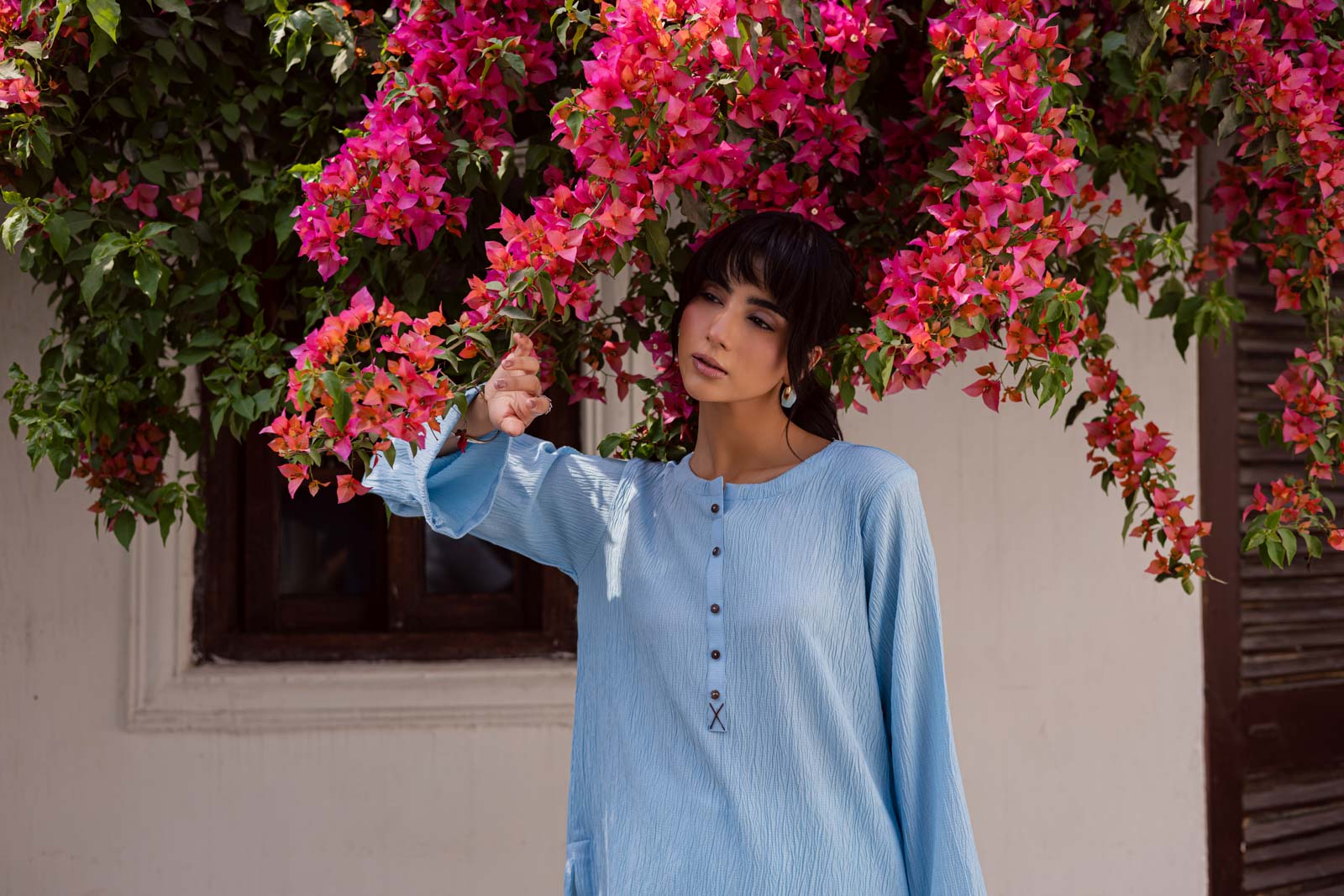 1PC Textured Kurta-Ice Blue