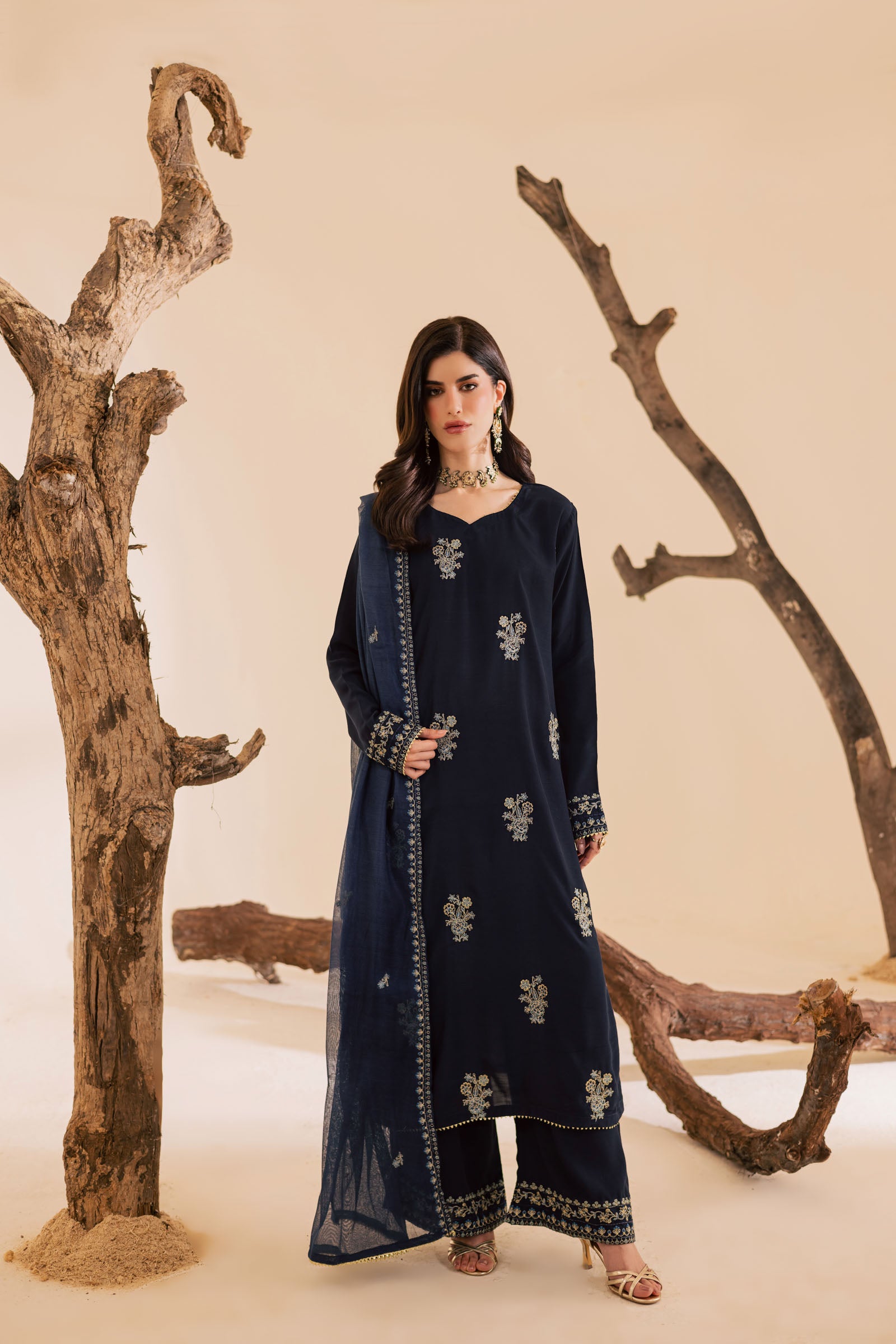 3PC Luxury Embroidered Dress- RSNB04