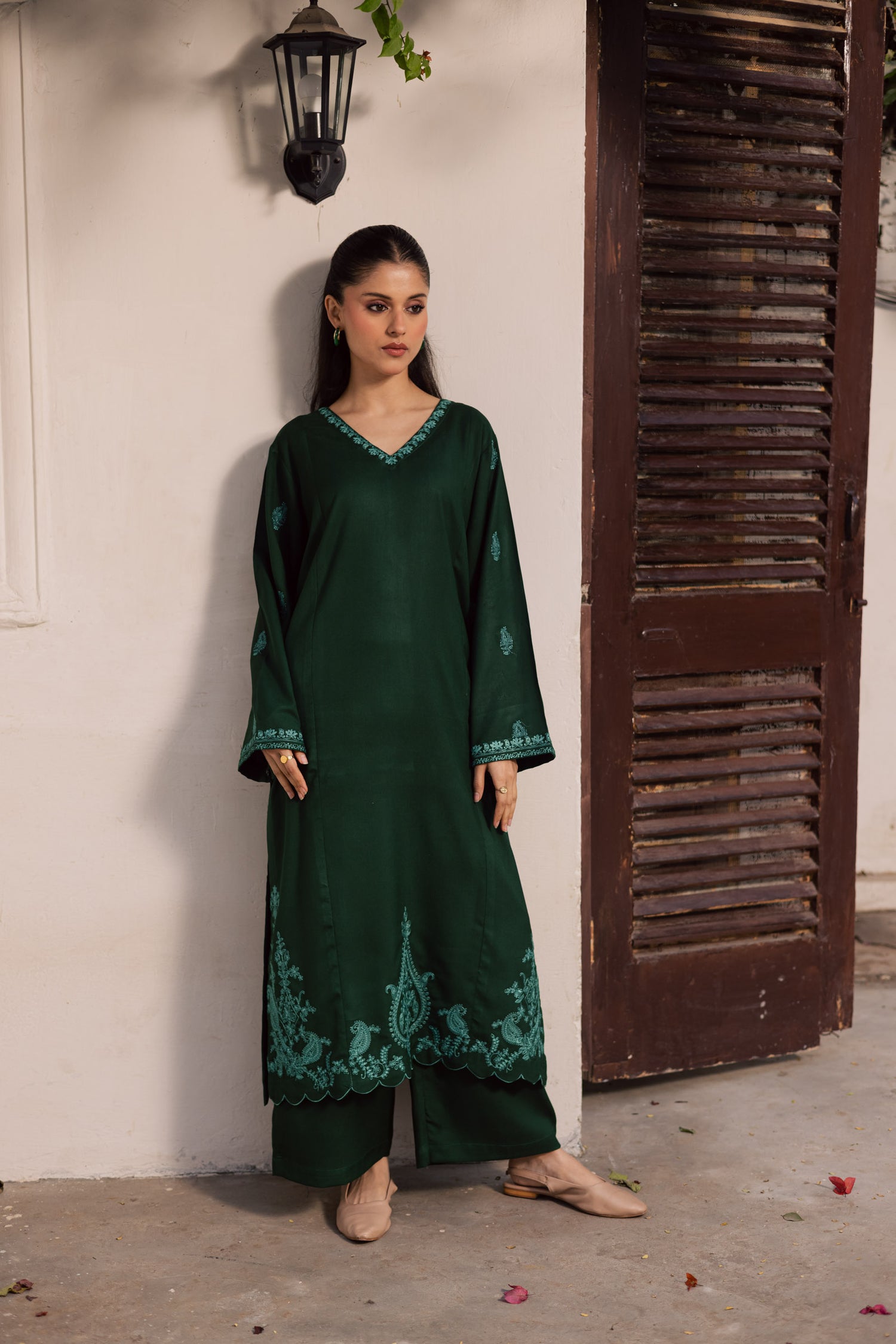 2PC Winter Embroidered Dress - 1206