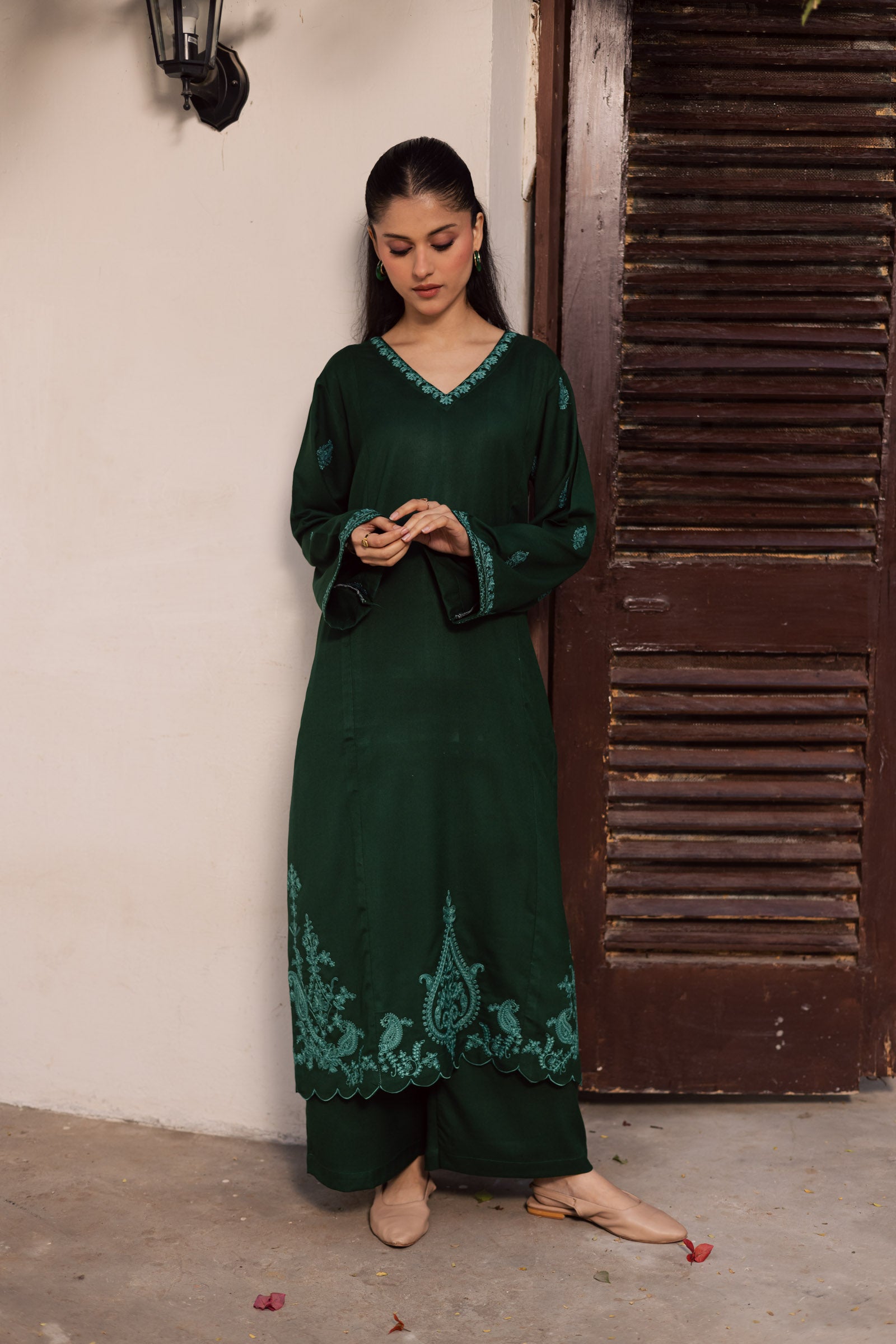 2PC Winter Embroidered Dress - 1206
