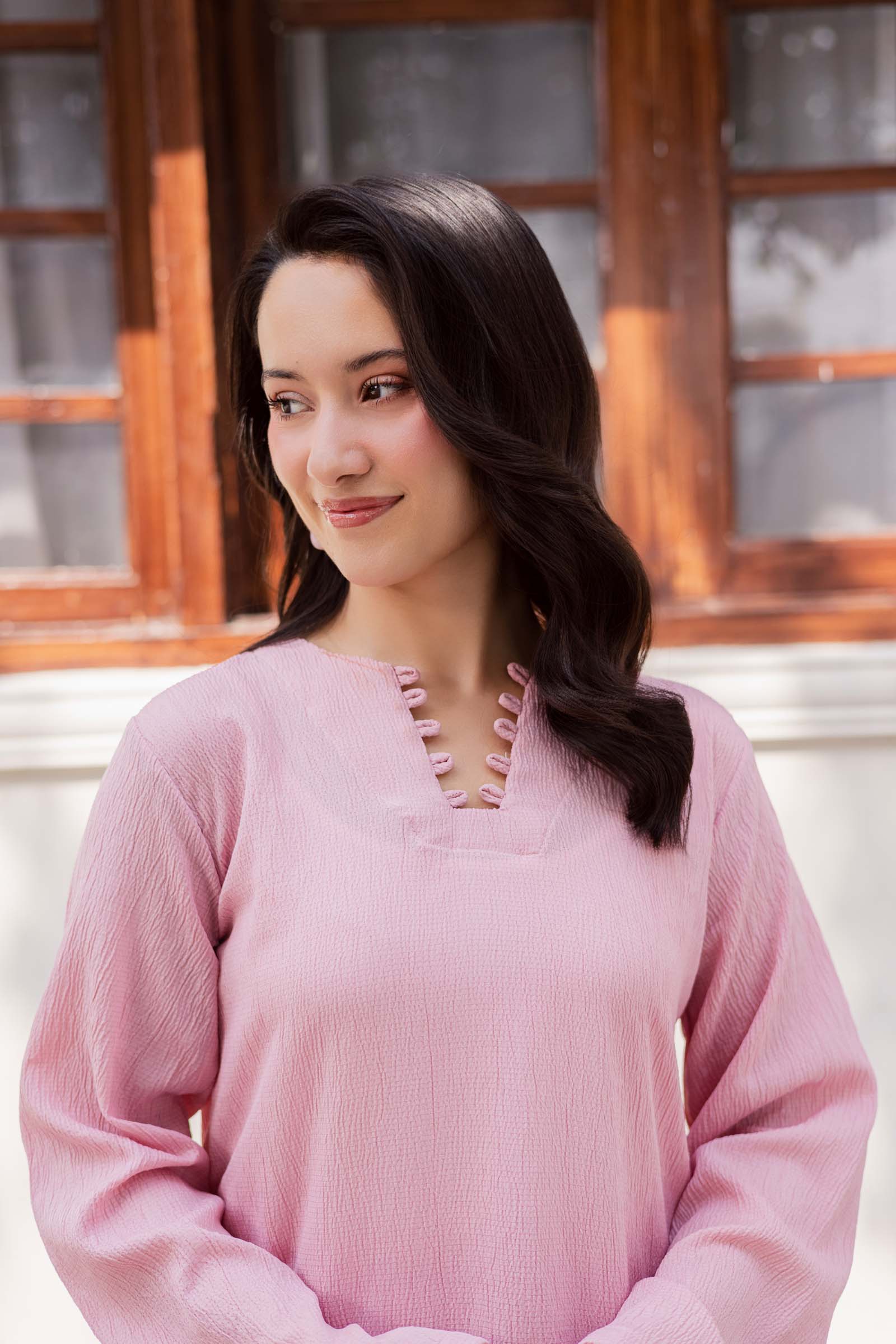 2PC Textured Dress-SB-Powder Pink