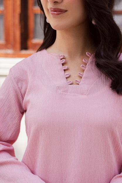 2PC Textured Dress-SB-Powder Pink