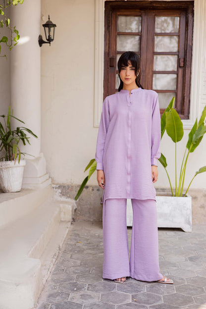 2PC Textured Dress-SP-Lilac