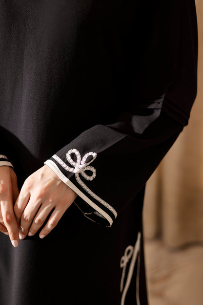 Embroidered Solid 2PC Dress - SP-06 Black