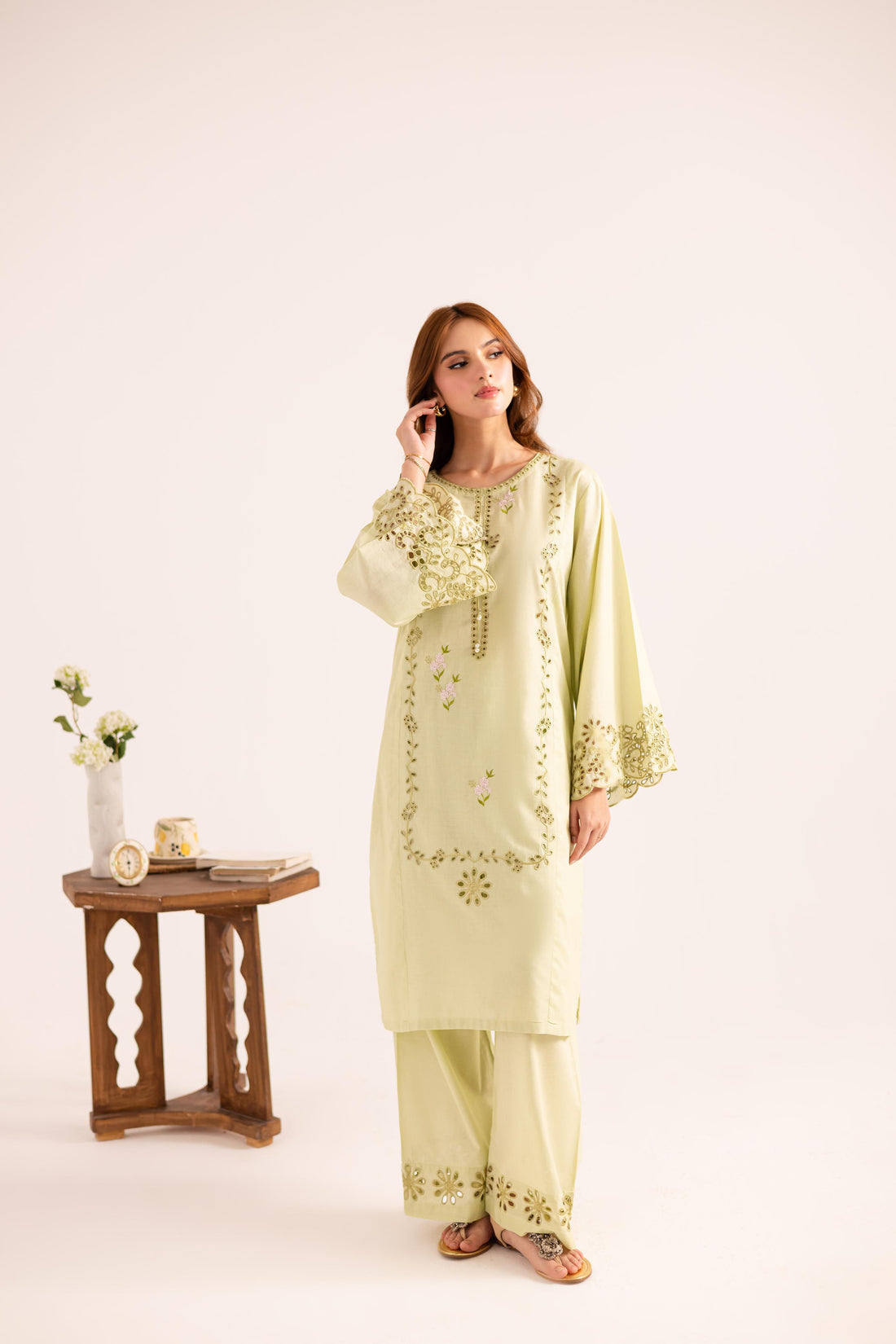 2PC Summer Embroidered Dress - 1122