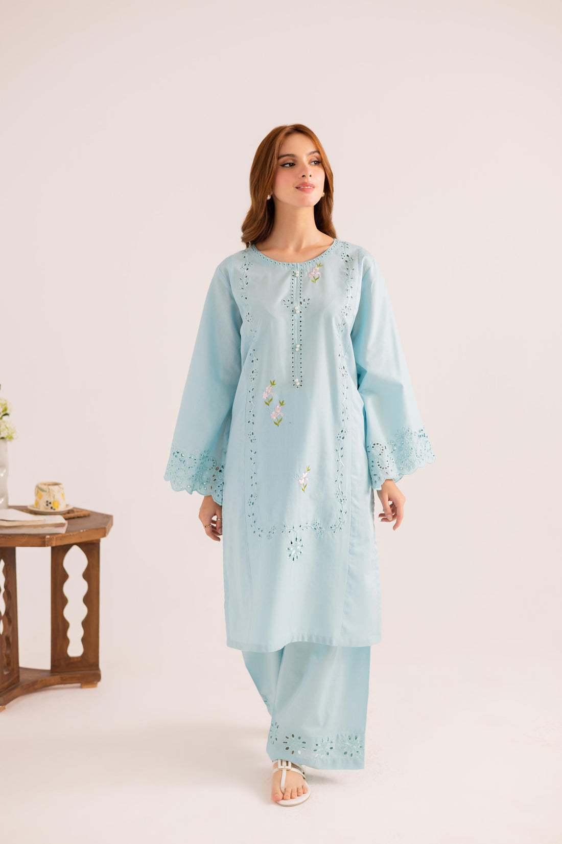 2PC Embroidered Dress - 1123