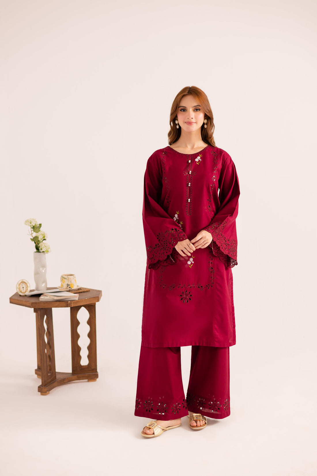 2PC Embroidered Dress - 1120